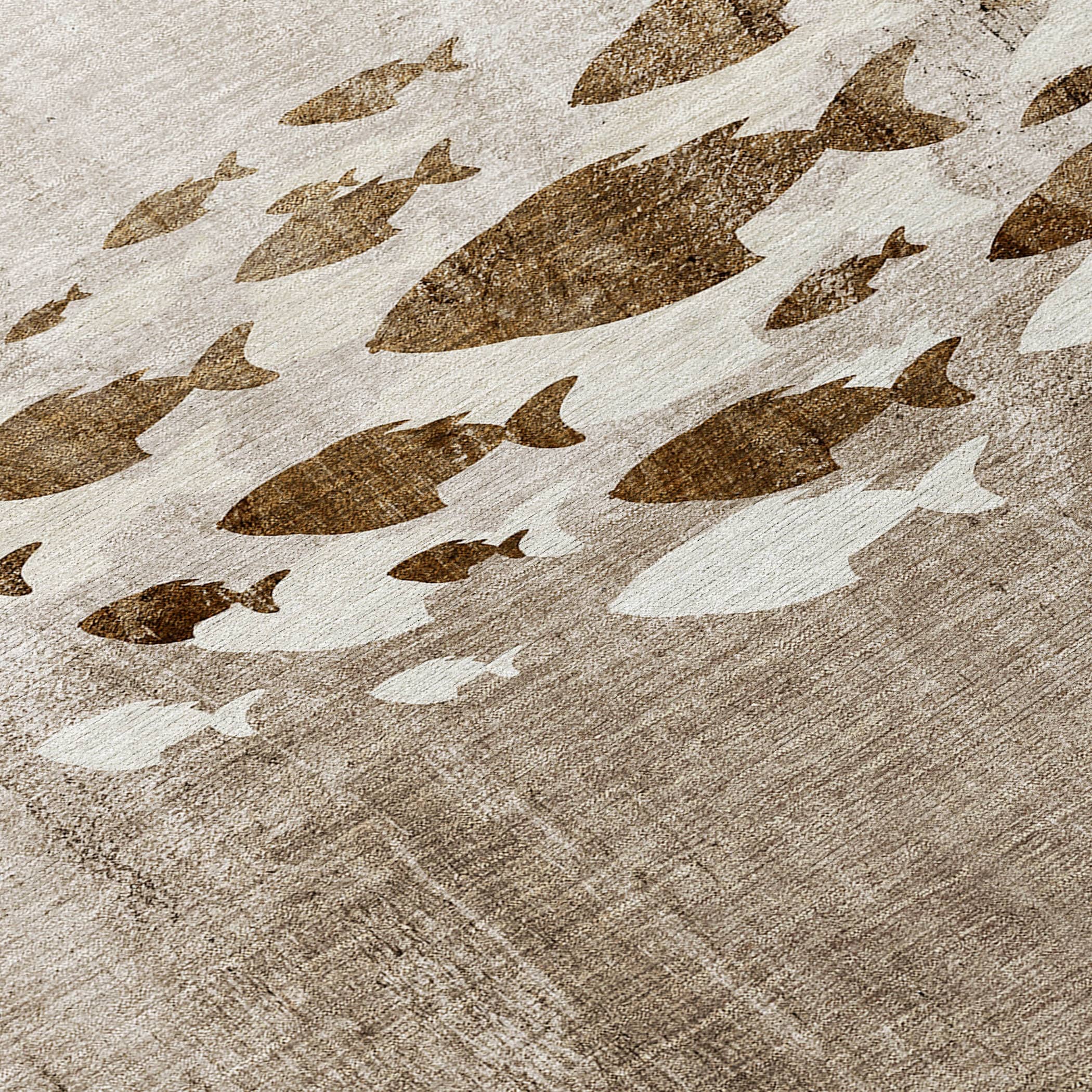 Tapis Chantille moderne Sea Life lavable en machine pour intérieur/extérieur