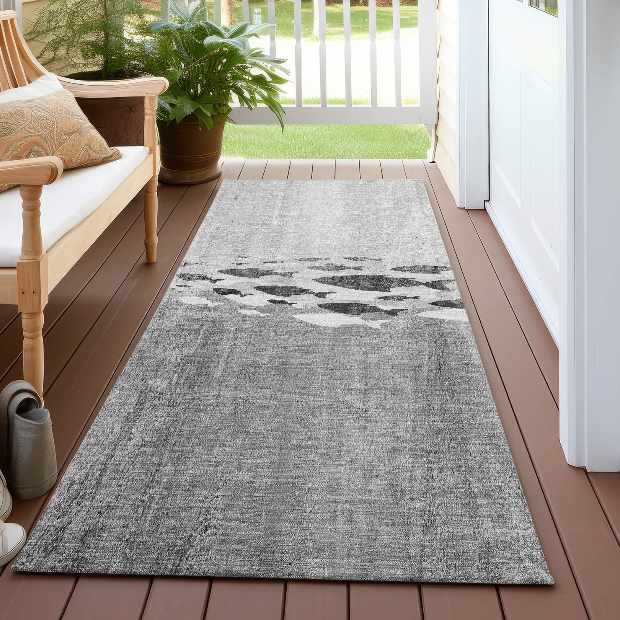 Tapis Chantille moderne Sea Life lavable en machine pour intérieur/extérieur