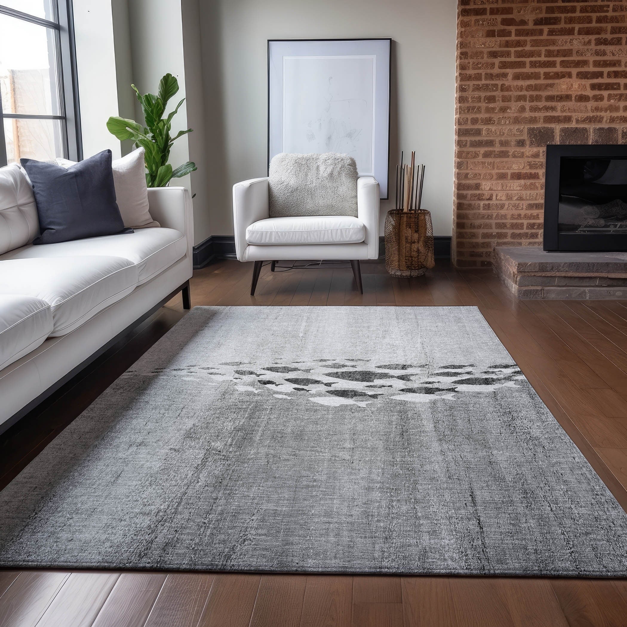 Tapis Chantille moderne Sea Life lavable en machine pour intérieur/extérieur