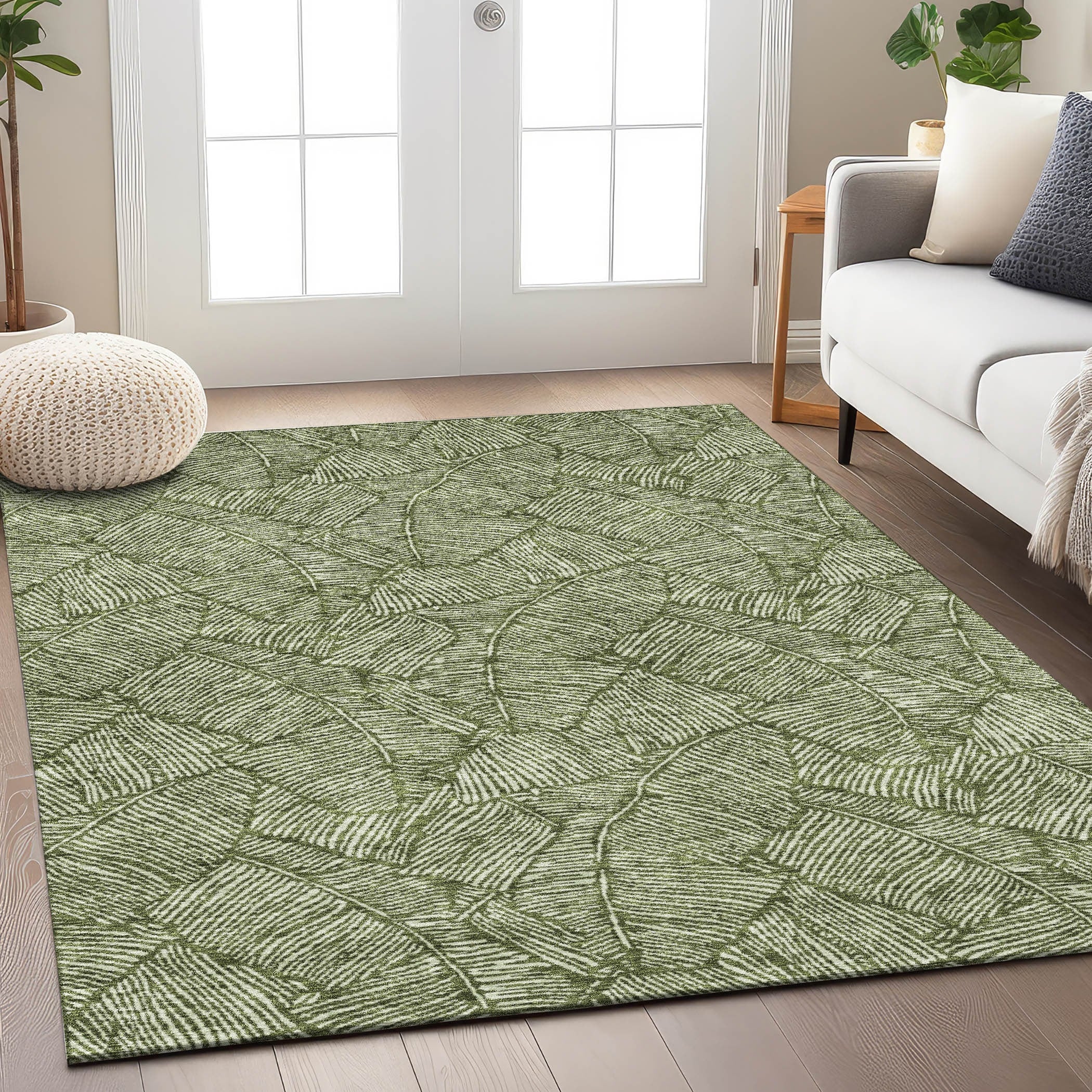 Tapis Chantille Tropical Palm lavable en machine pour intérieur/extérieur