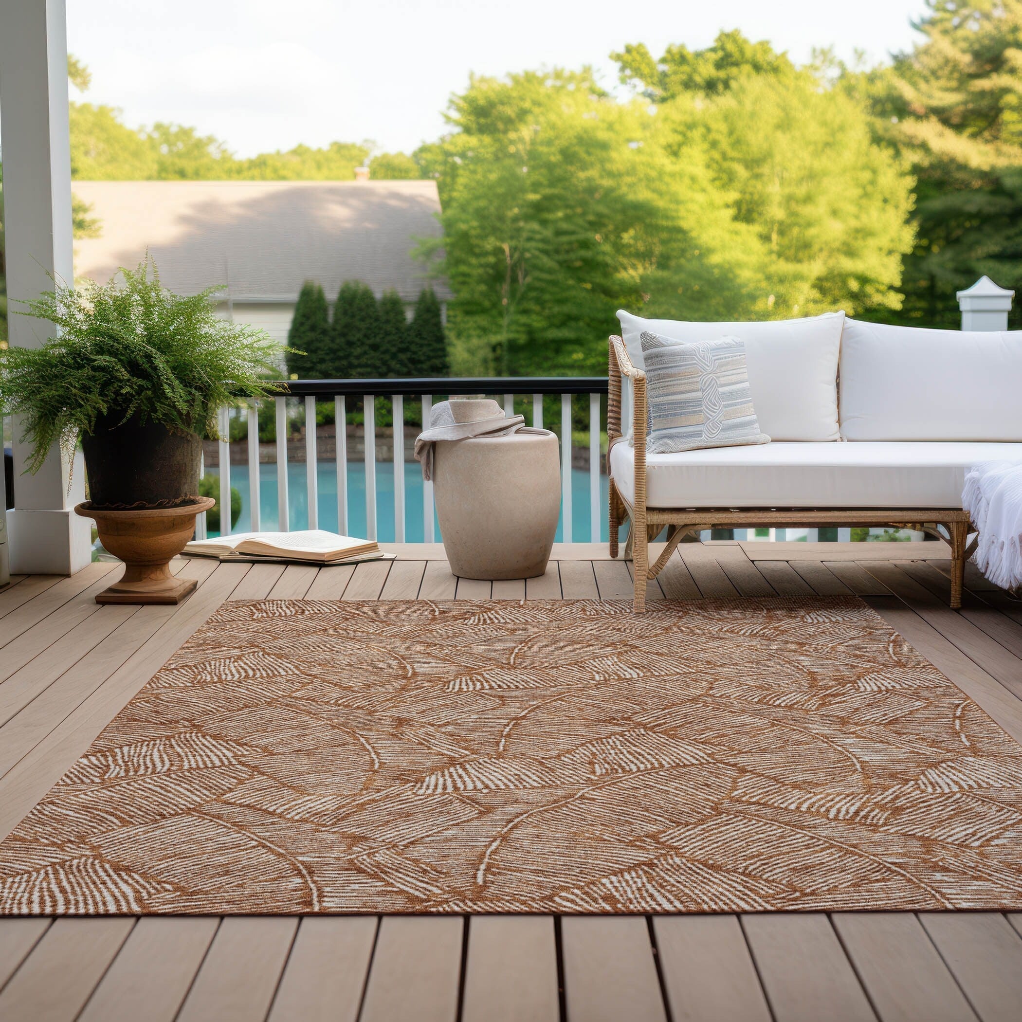 Tapis Chantille Tropical Palm lavable en machine pour intérieur/extérieur