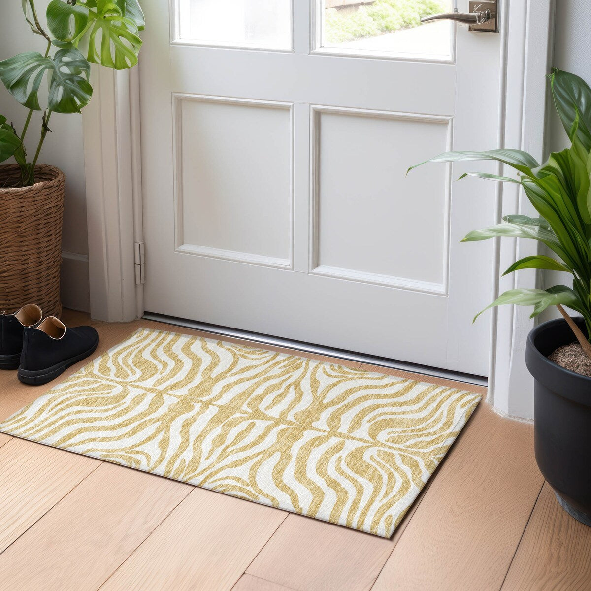 Tapis Chantille moderne à imprimé animal, lavable en machine, pour intérieur et extérieur