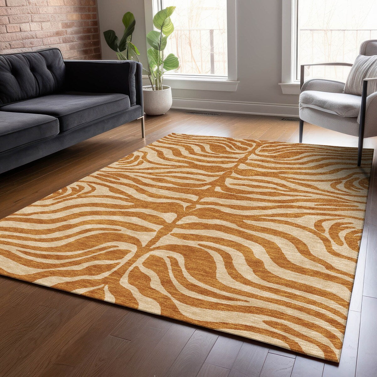 Tapis Chantille moderne à imprimé animal, lavable en machine, pour intérieur et extérieur