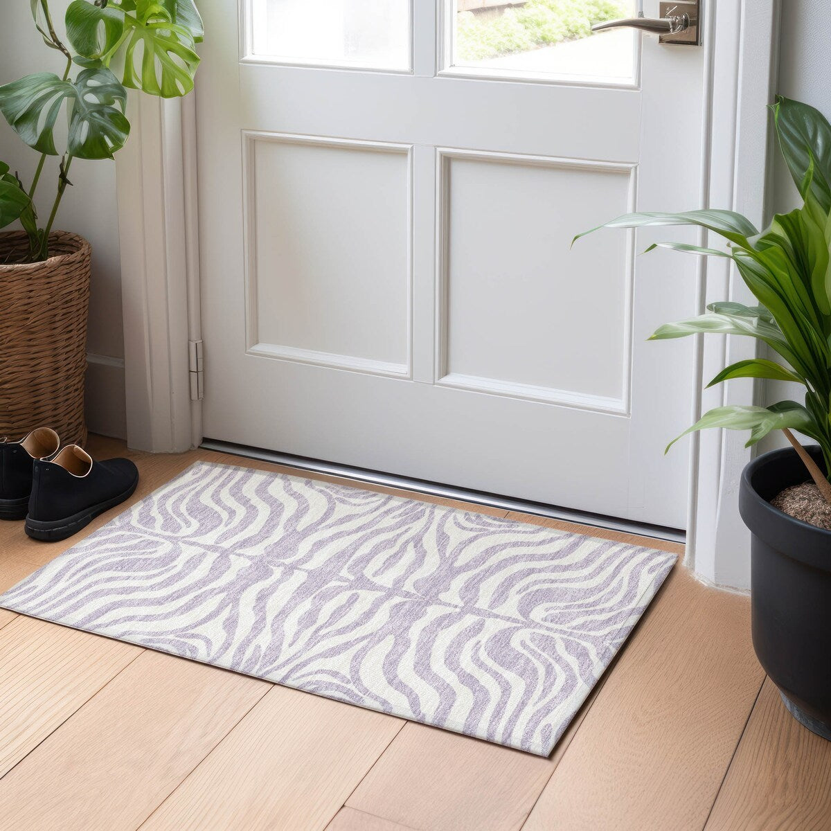 Tapis Chantille moderne à imprimé animal, lavable en machine, pour intérieur et extérieur