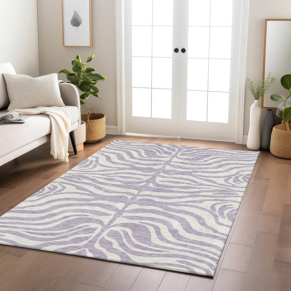 Tapis Chantille moderne à imprimé animal, lavable en machine, pour intérieur et extérieur
