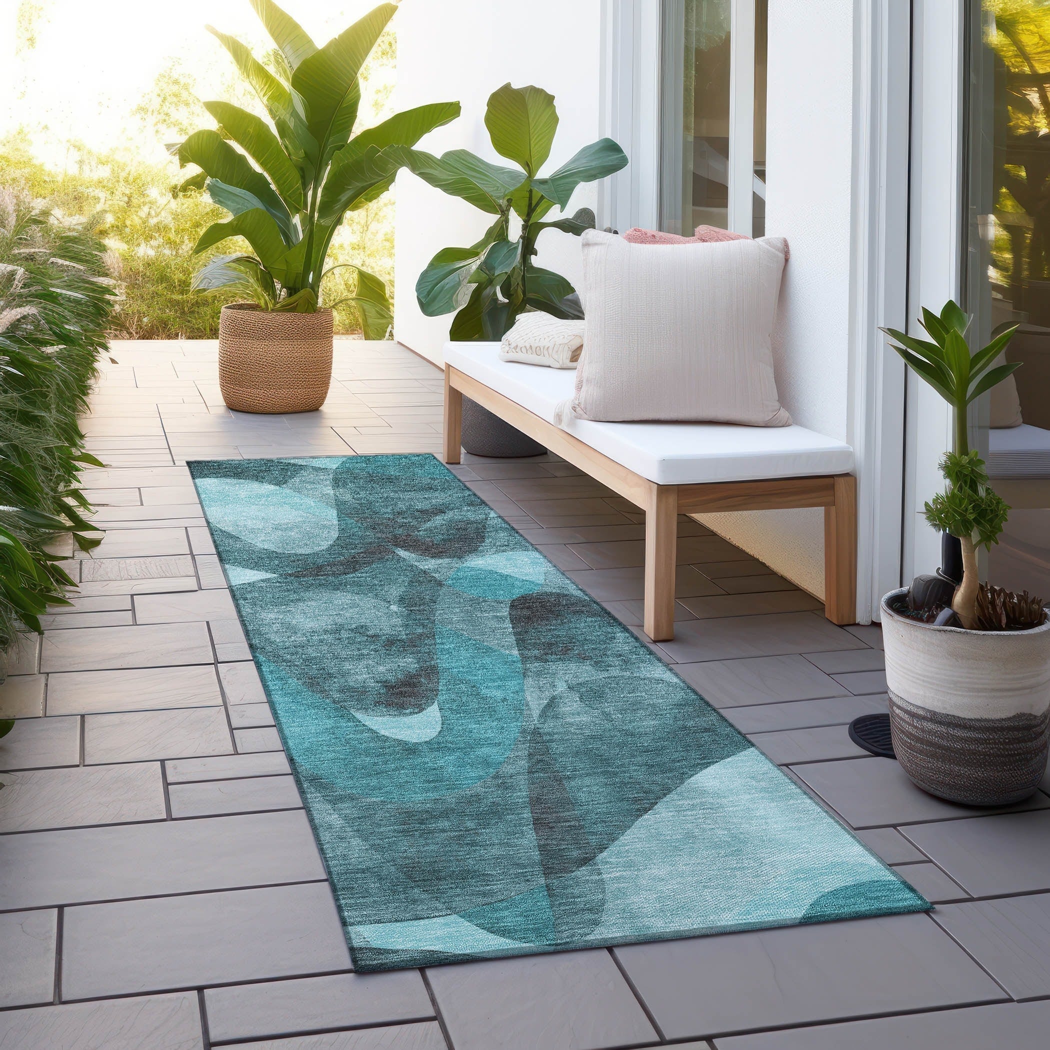 Tapis Chantille moderne lavable en machine pour intérieur/extérieur
