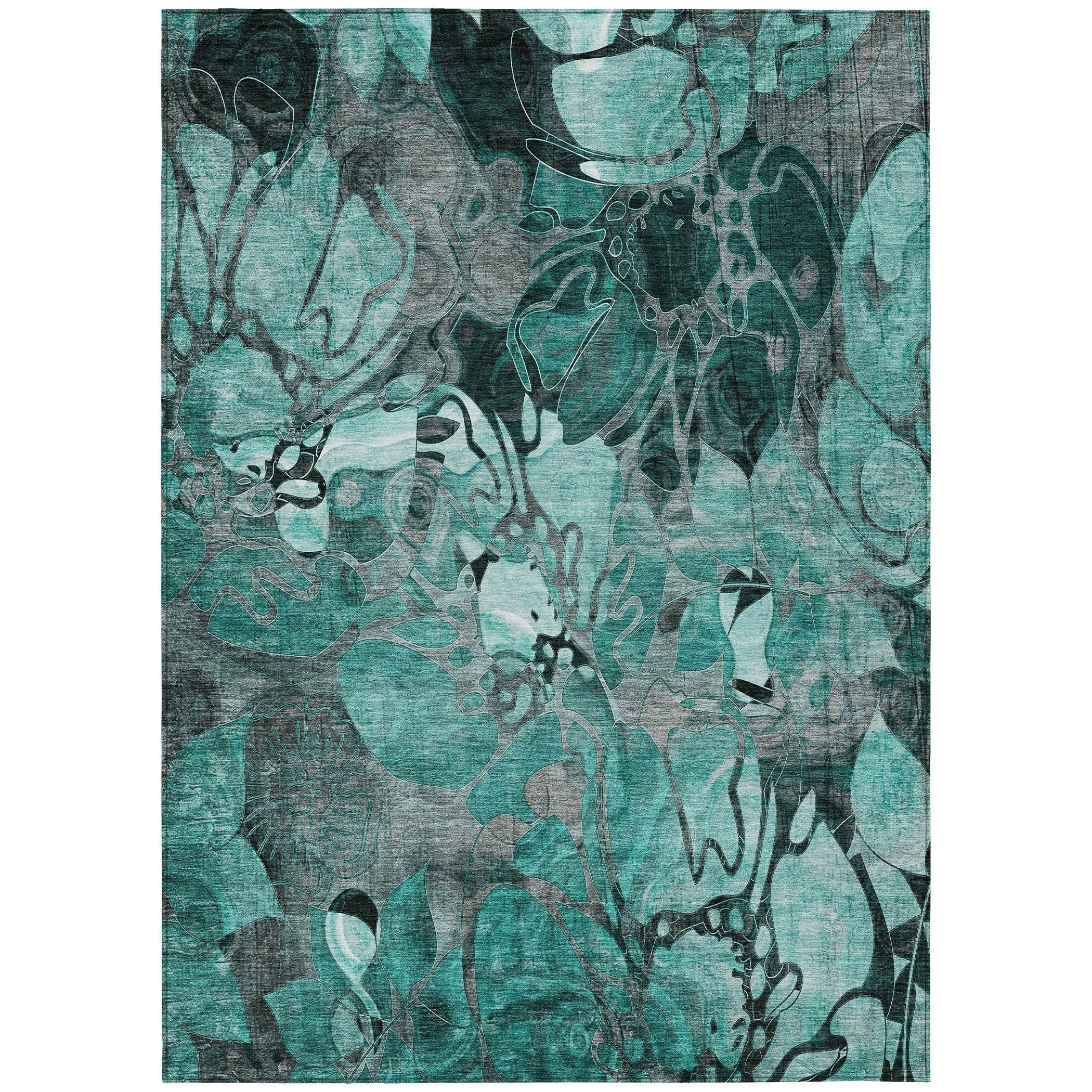 Tapis Chantille floral moderne lavable en machine pour intérieur/extérieur