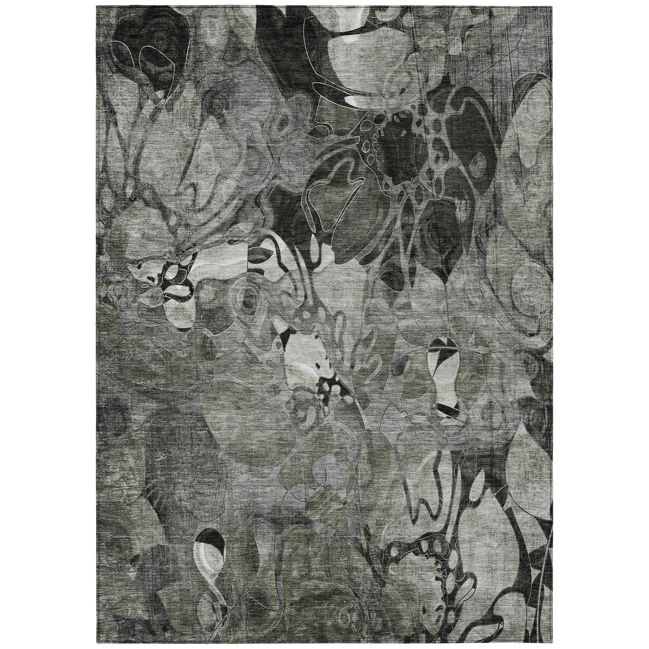 Tapis Chantille floral moderne lavable en machine pour intérieur/extérieur