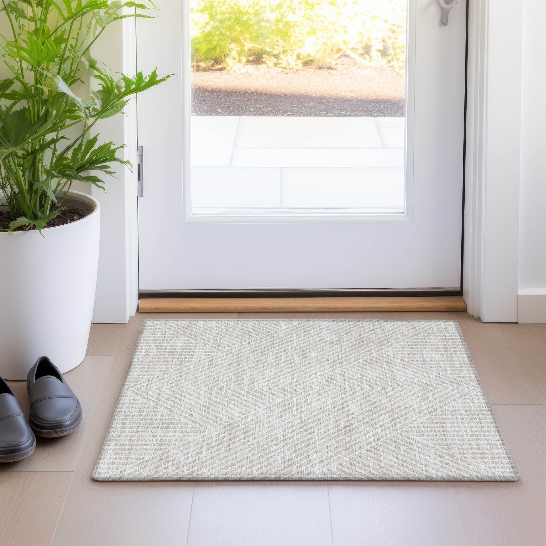 Tapis moderne Geo Chantille lavable en machine pour intérieur/extérieur