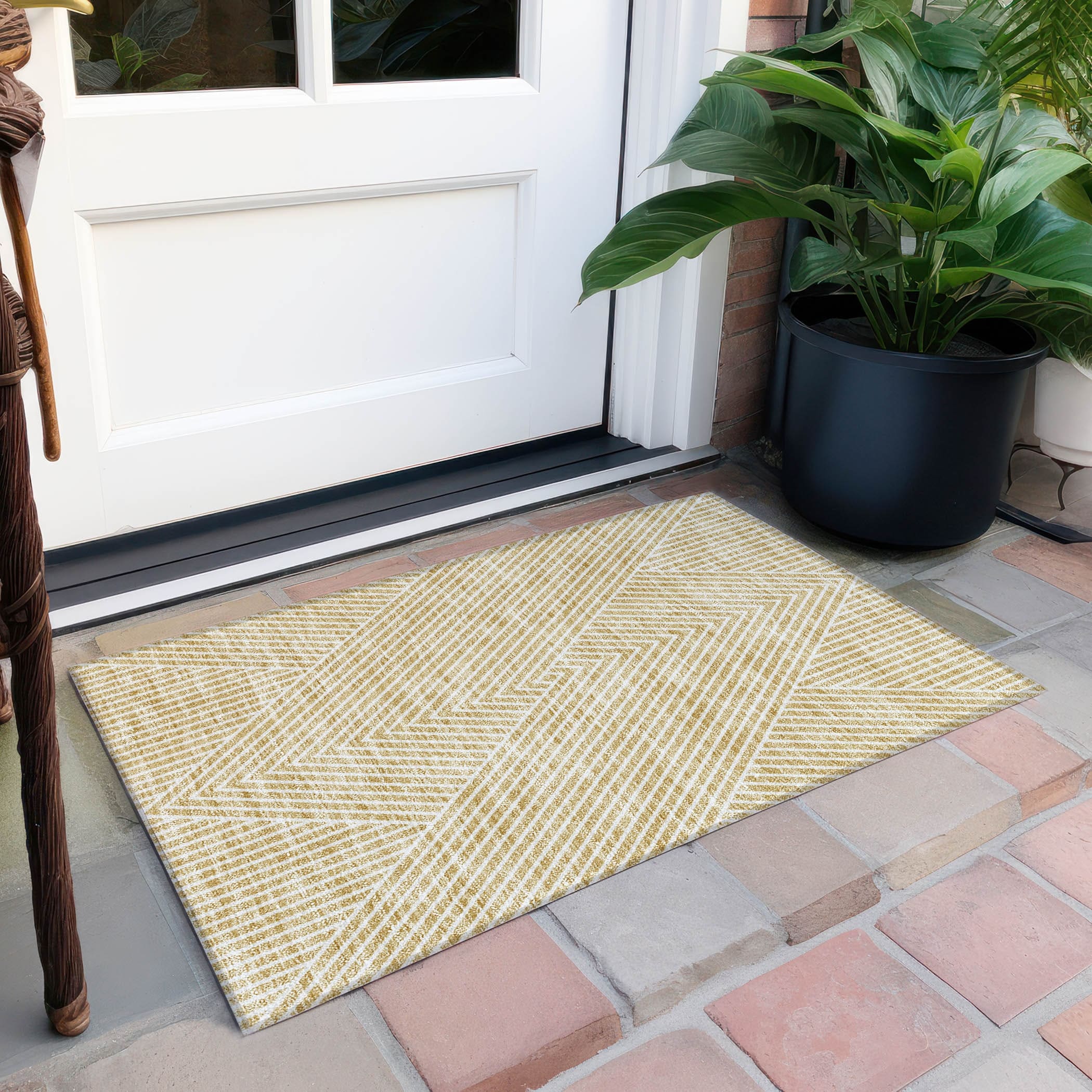 Tapis moderne Geo Chantille lavable en machine pour intérieur/extérieur
