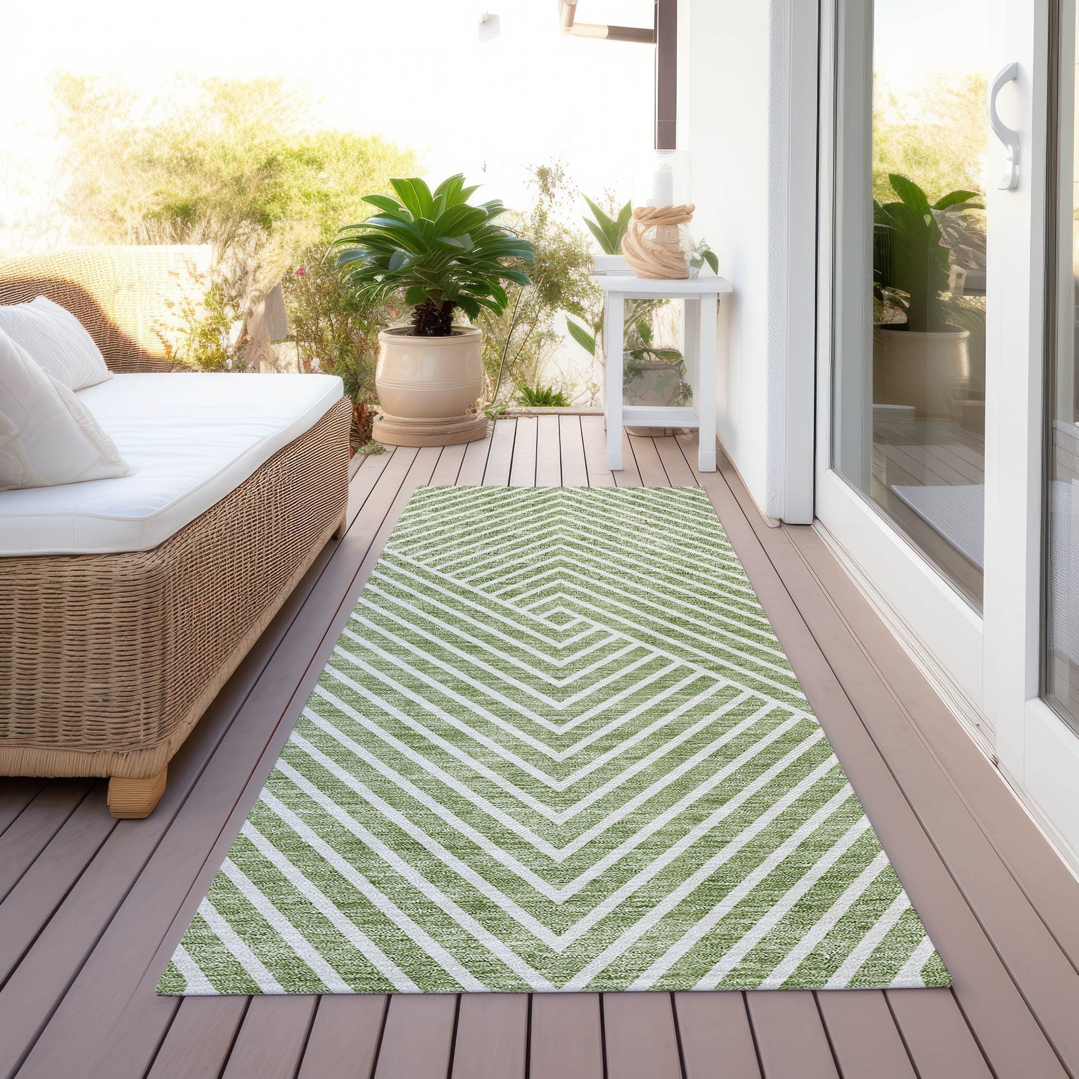 Tapis moderne Geo Chantille lavable en machine pour intérieur/extérieur