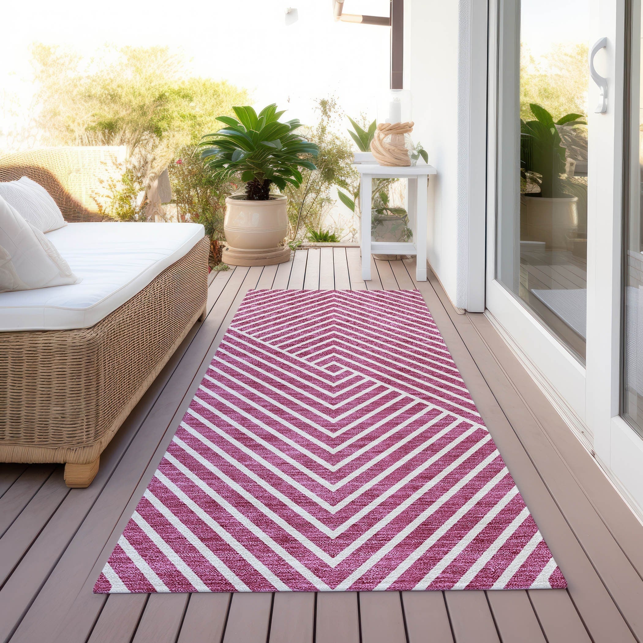 Tapis moderne Geo Chantille lavable en machine pour intérieur/extérieur