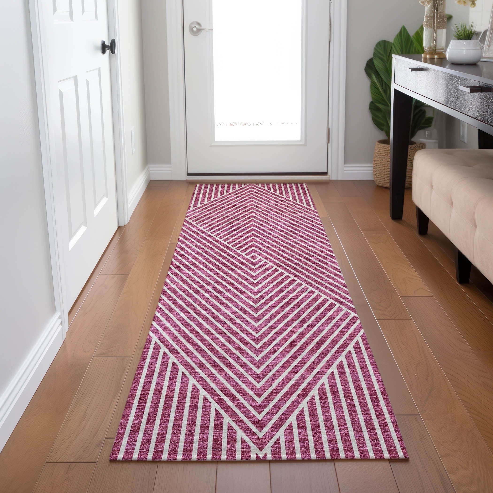 Tapis moderne Geo Chantille lavable en machine pour intérieur/extérieur