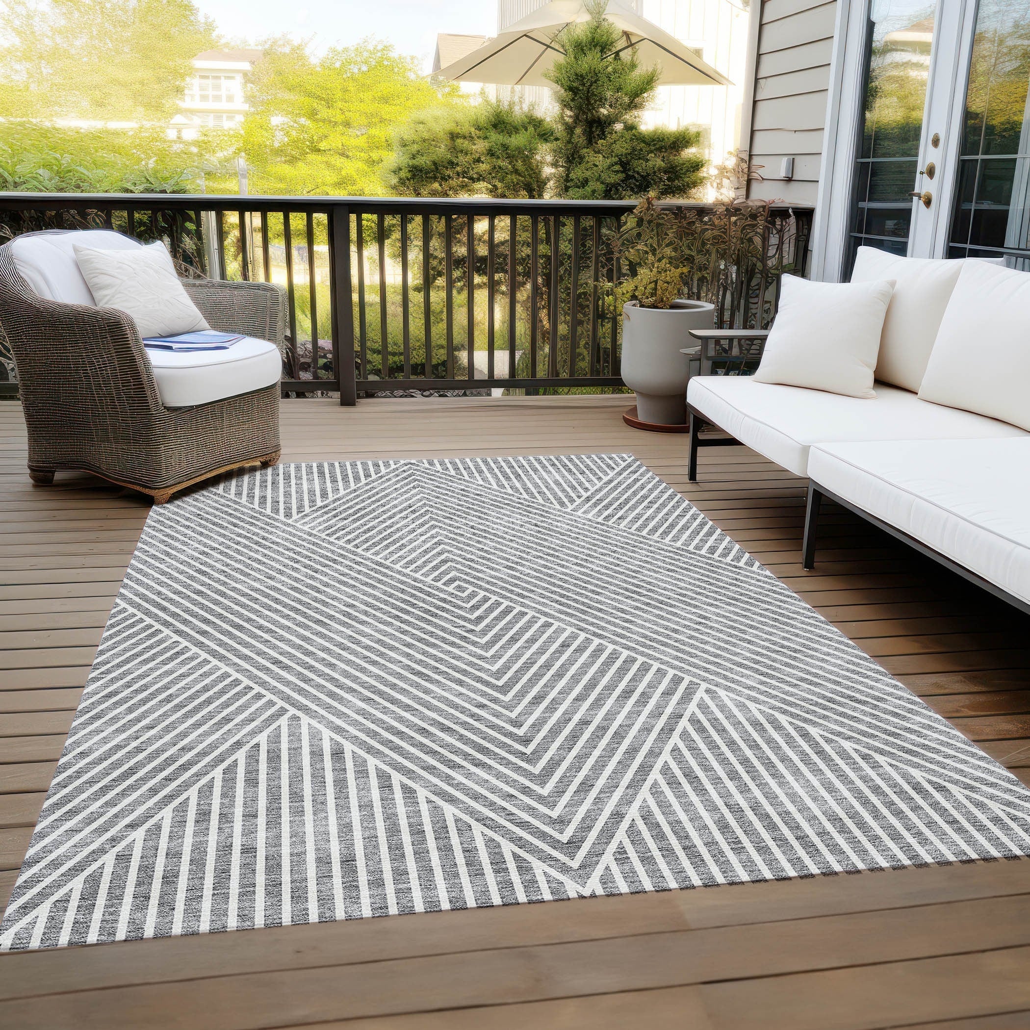 Tapis moderne Geo Chantille lavable en machine pour intérieur/extérieur