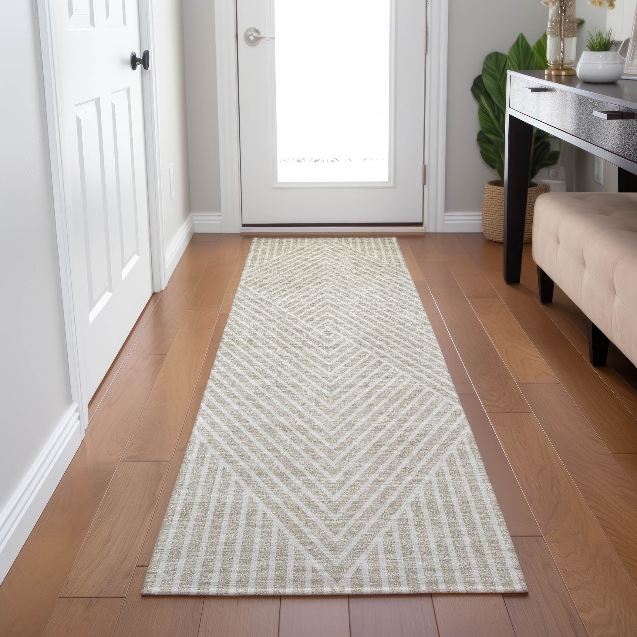 Tapis moderne Geo Chantille lavable en machine pour intérieur/extérieur