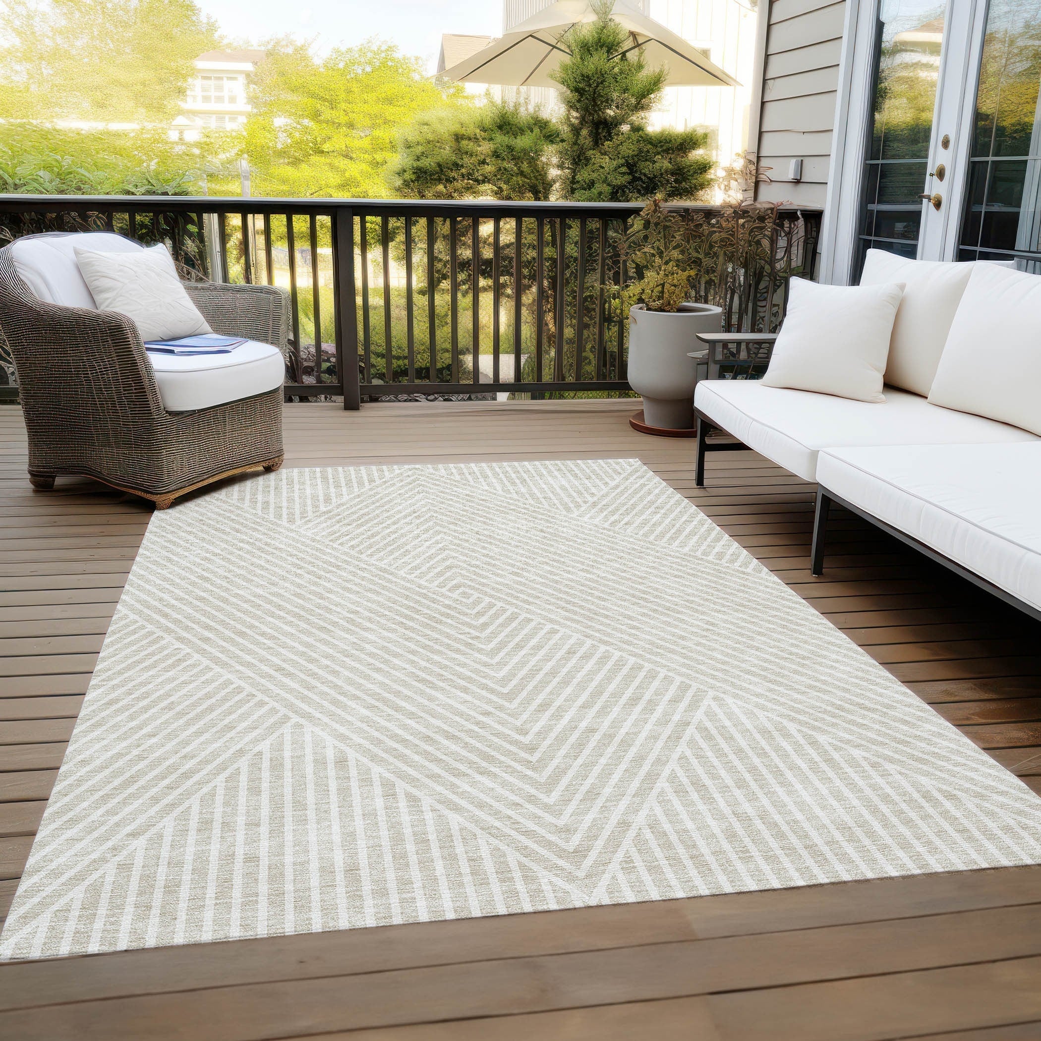 Tapis moderne Geo Chantille lavable en machine pour intérieur/extérieur