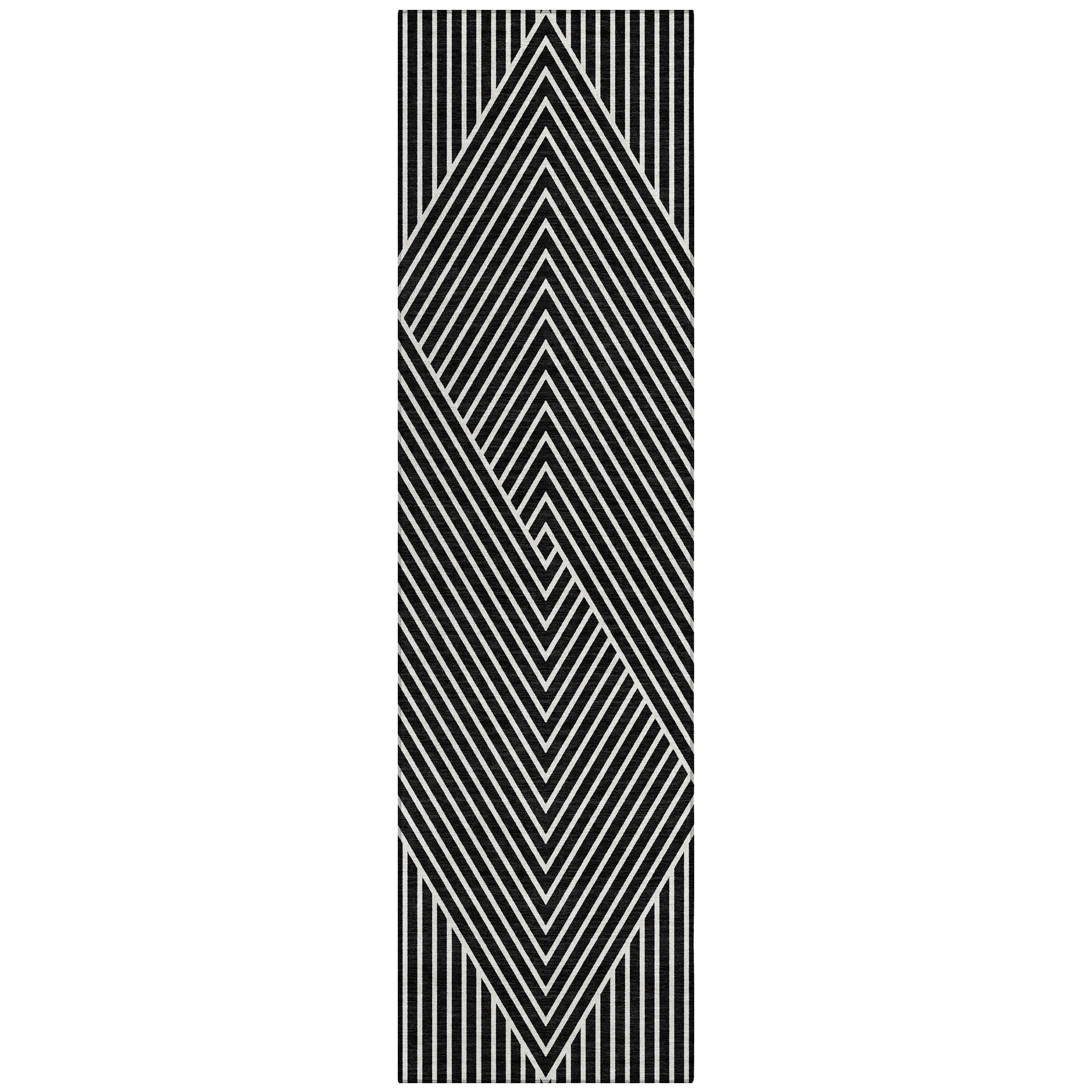 Tapis moderne Geo Chantille lavable en machine pour intérieur/extérieur