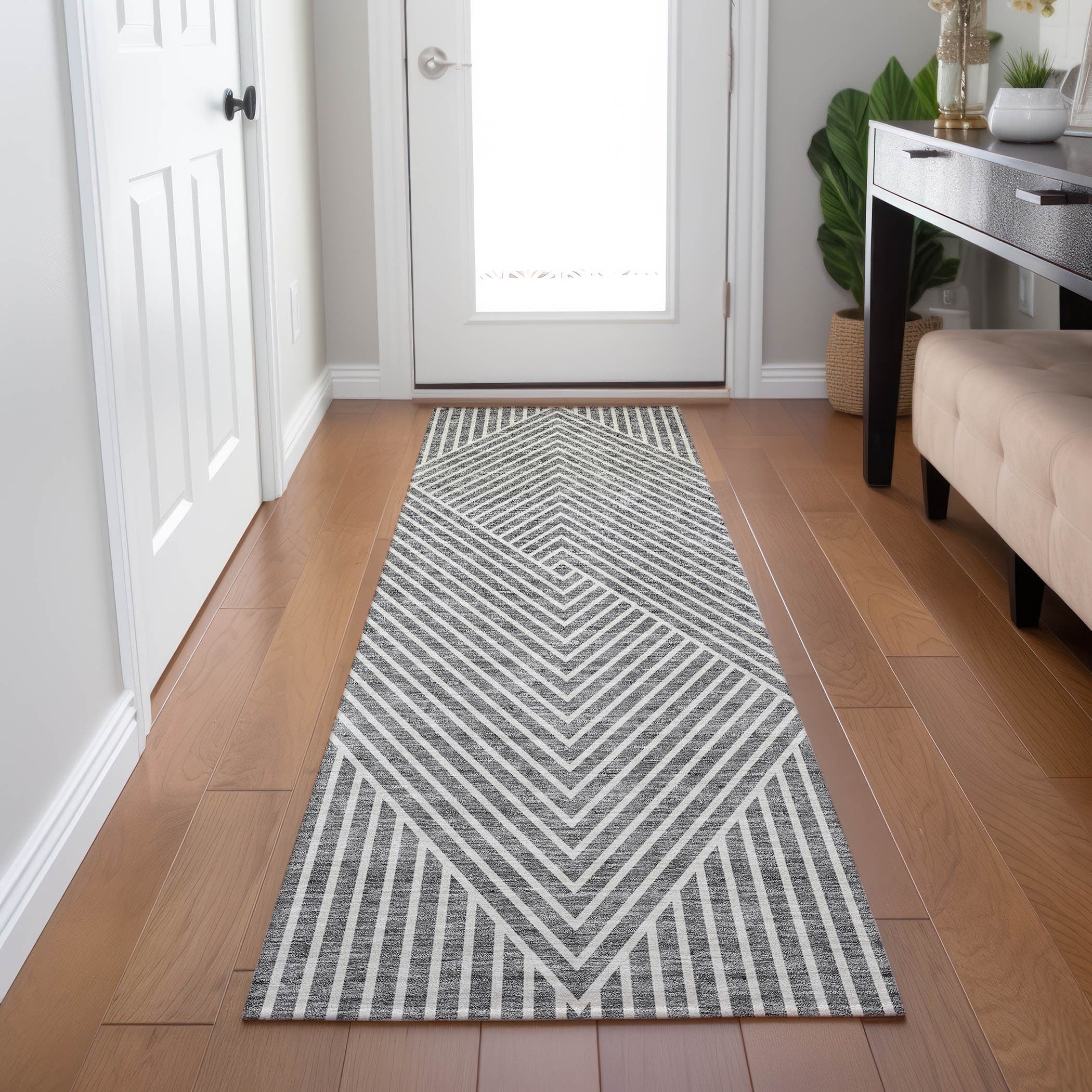 Tapis moderne Geo Chantille lavable en machine pour intérieur/extérieur