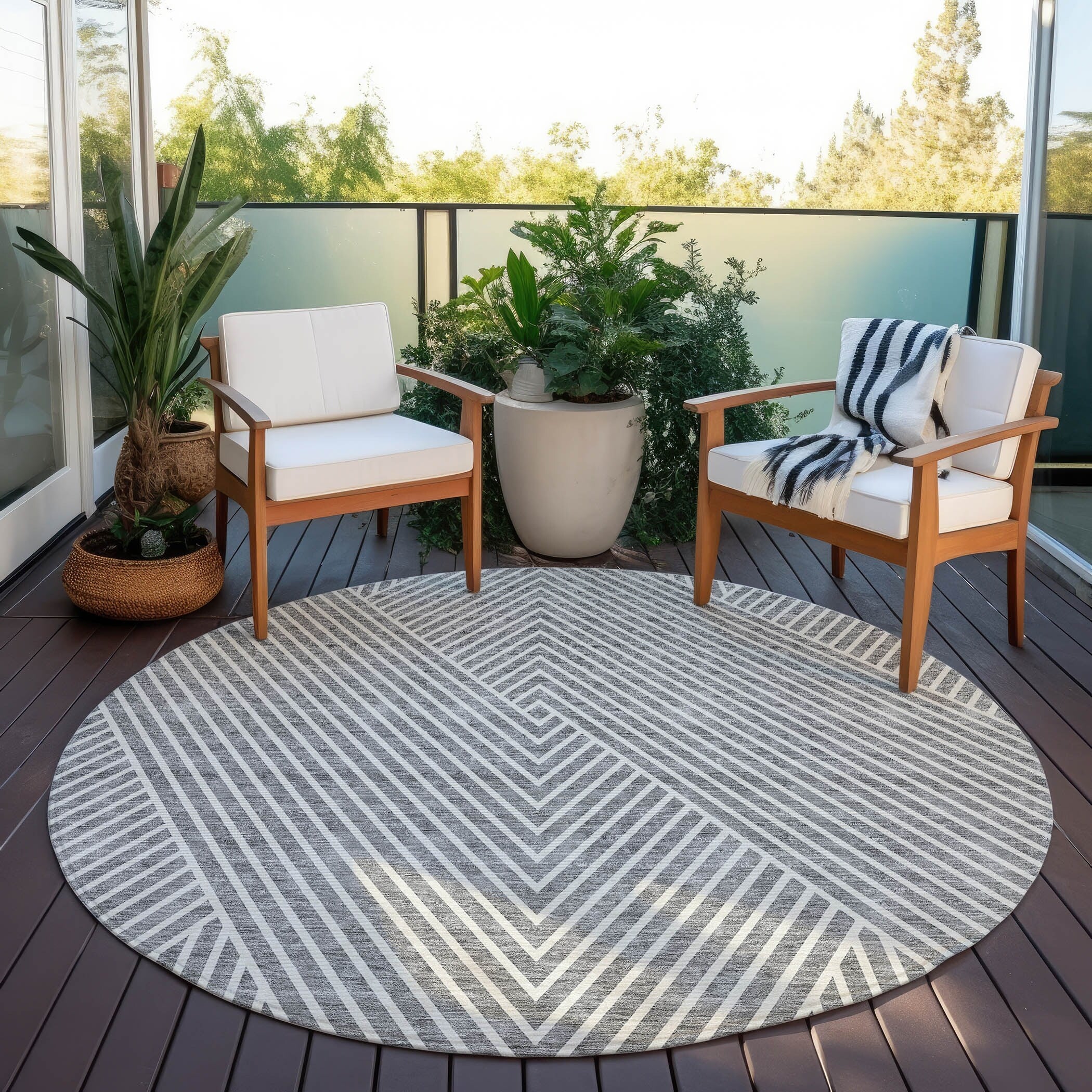 Tapis moderne Geo Chantille lavable en machine pour intérieur/extérieur