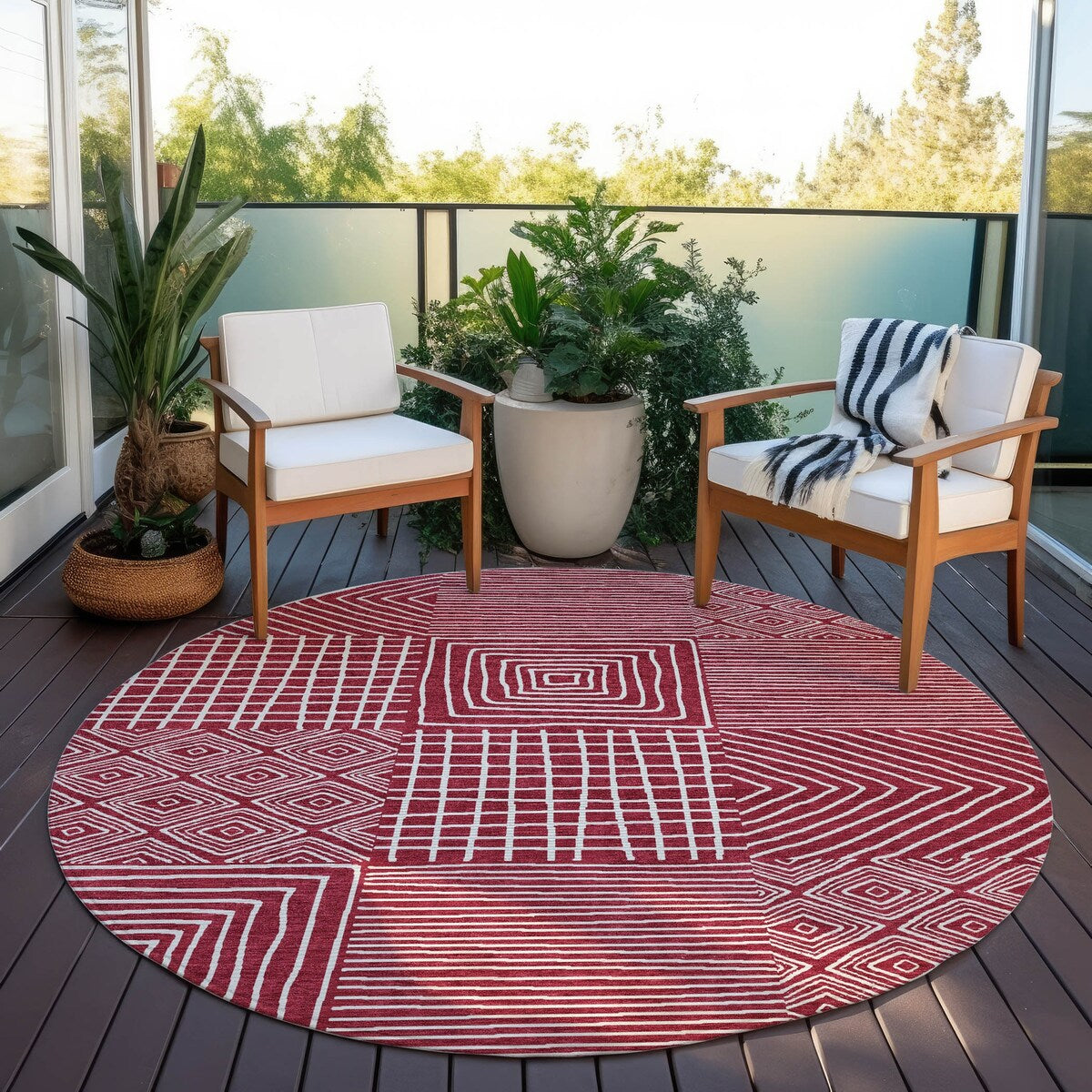 Tapis Chantille moderne en mosaïque lavable en machine pour intérieur/extérieur