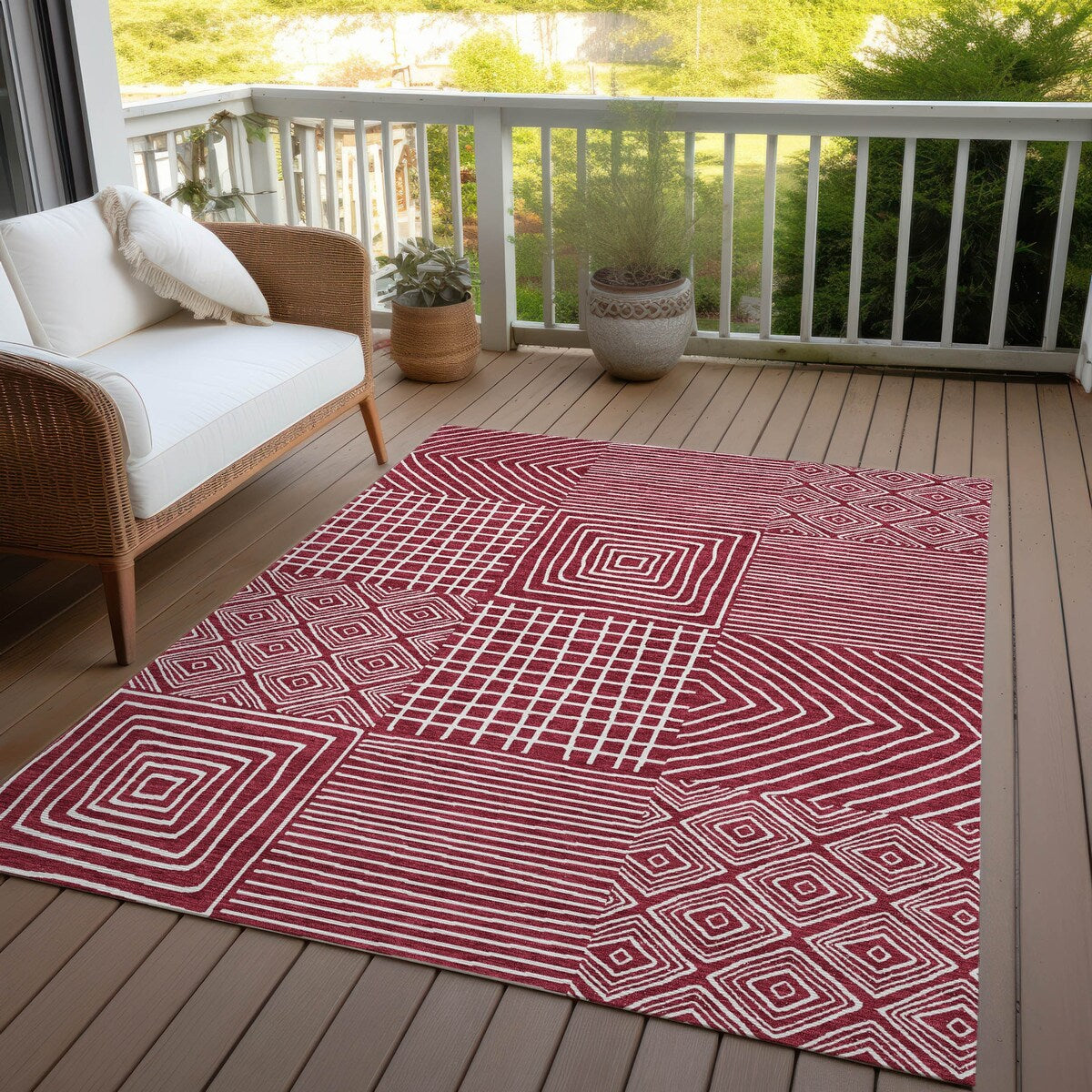 Tapis Chantille moderne en mosaïque lavable en machine pour intérieur/extérieur