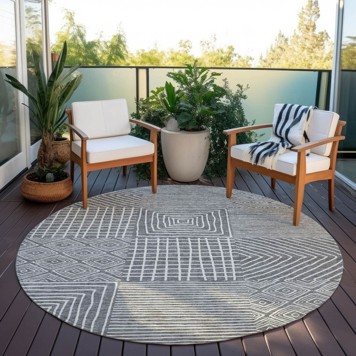 Tapis Chantille moderne en mosaïque lavable en machine pour intérieur/extérieur