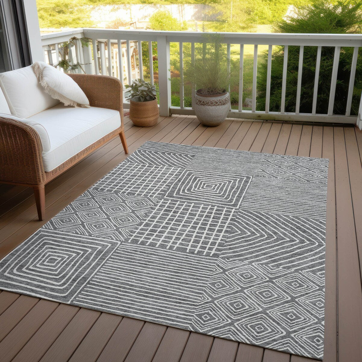 Tapis Chantille moderne en mosaïque lavable en machine pour intérieur/extérieur