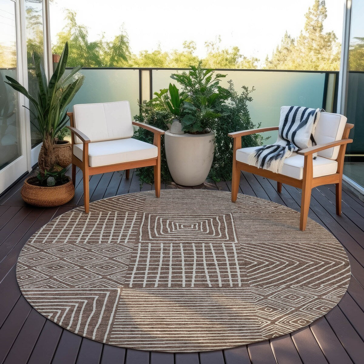 Tapis Chantille moderne en mosaïque lavable en machine pour intérieur/extérieur