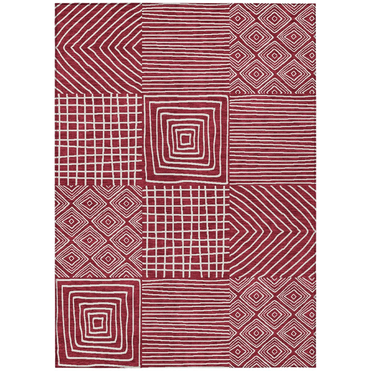 Tapis Chantille moderne en mosaïque lavable en machine pour intérieur/extérieur