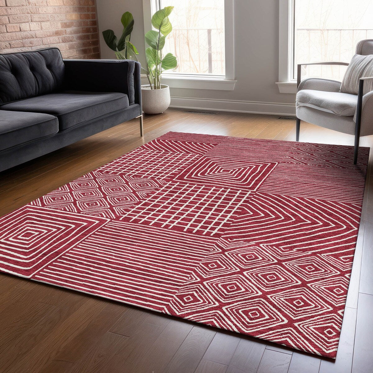 Tapis Chantille moderne en mosaïque lavable en machine pour intérieur/extérieur