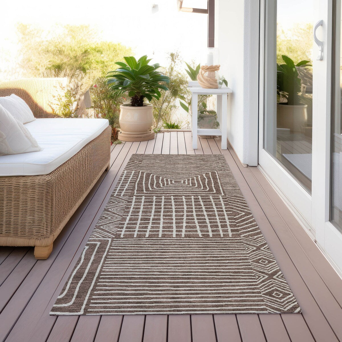Tapis Chantille moderne en mosaïque lavable en machine pour intérieur/extérieur