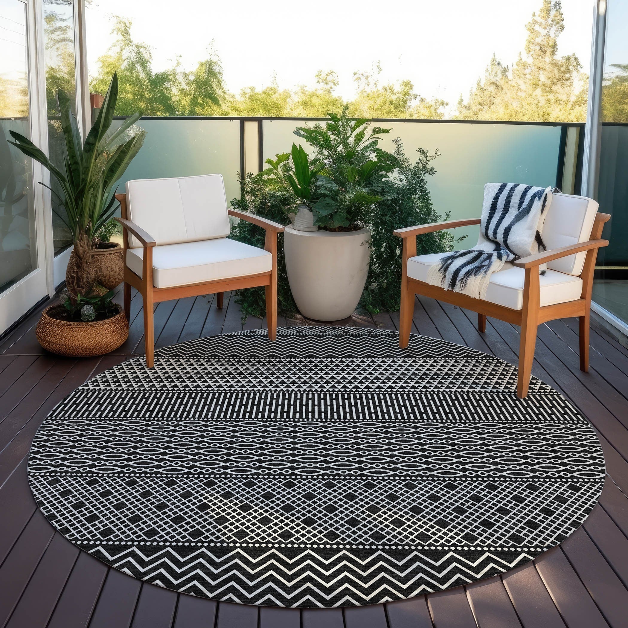 Tapis Chantille moderne à rayures lavable en machine pour intérieur/extérieur