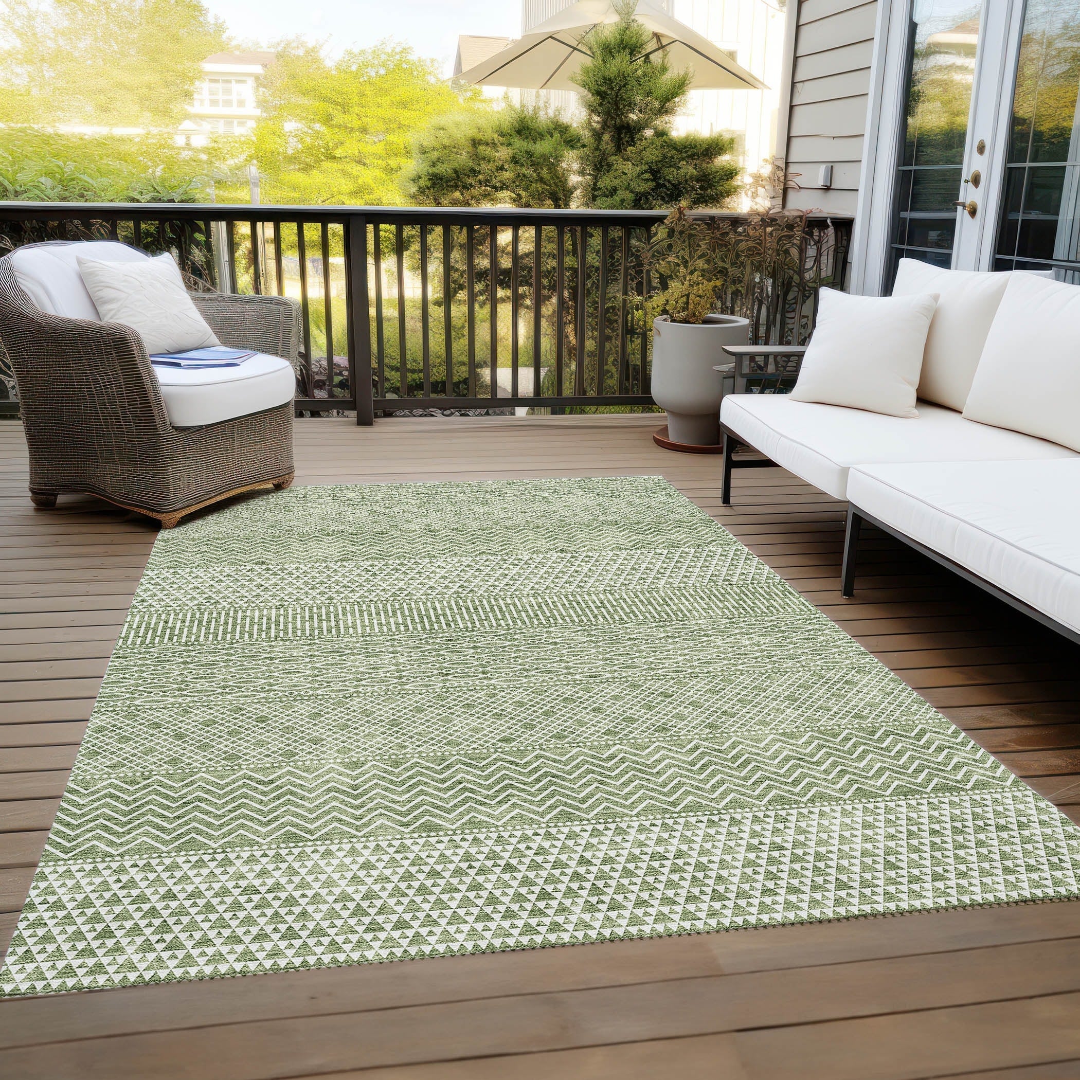 Tapis Chantille moderne à rayures lavable en machine pour intérieur/extérieur