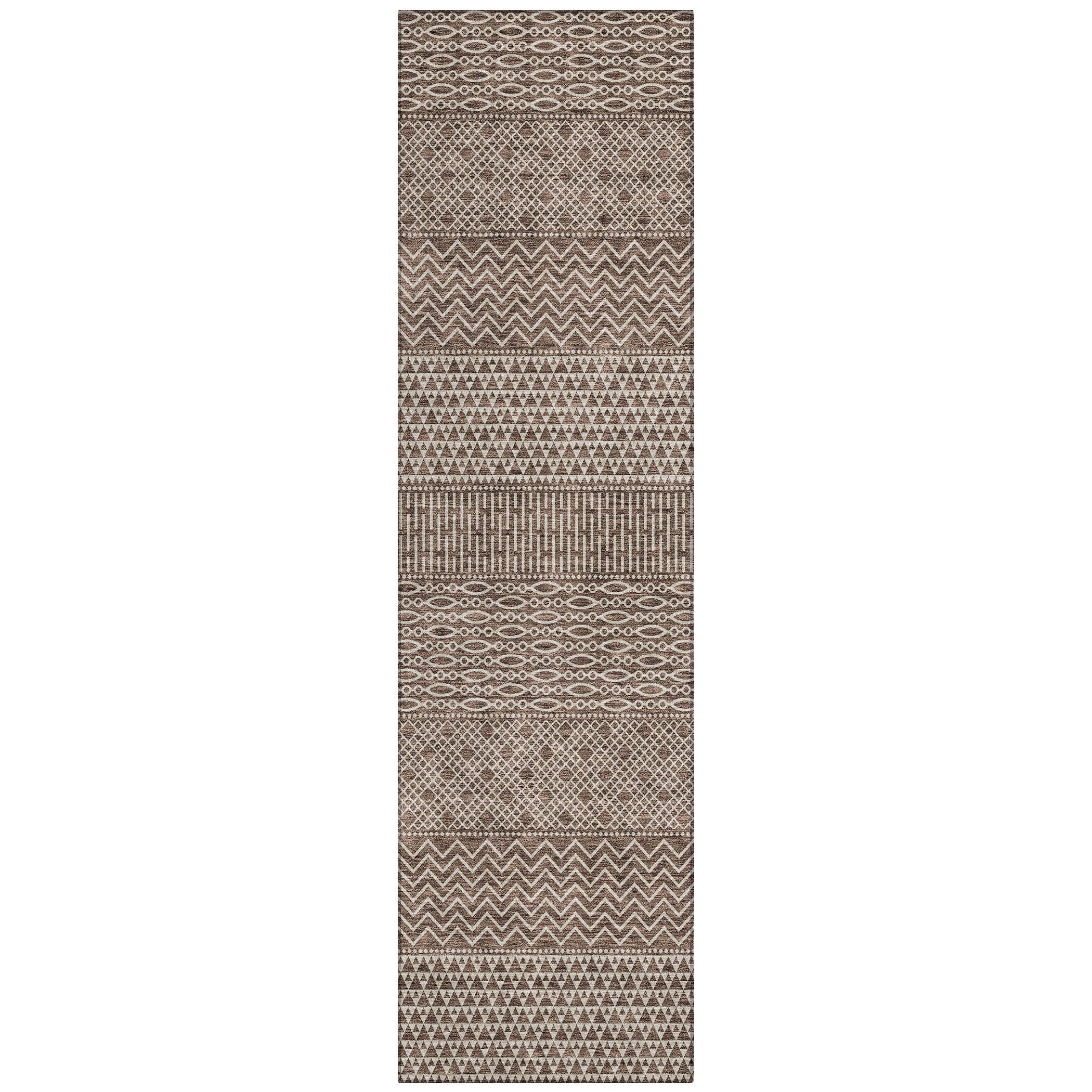 Tapis Chantille moderne à rayures lavable en machine pour intérieur/extérieur