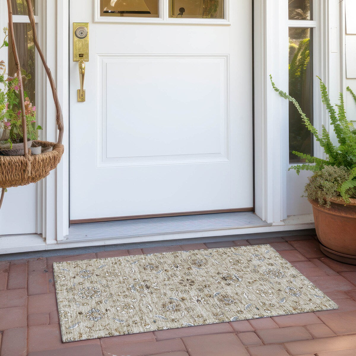 Tapis traditionnel Kashan Chantille lavable en machine pour intérieur/extérieur
