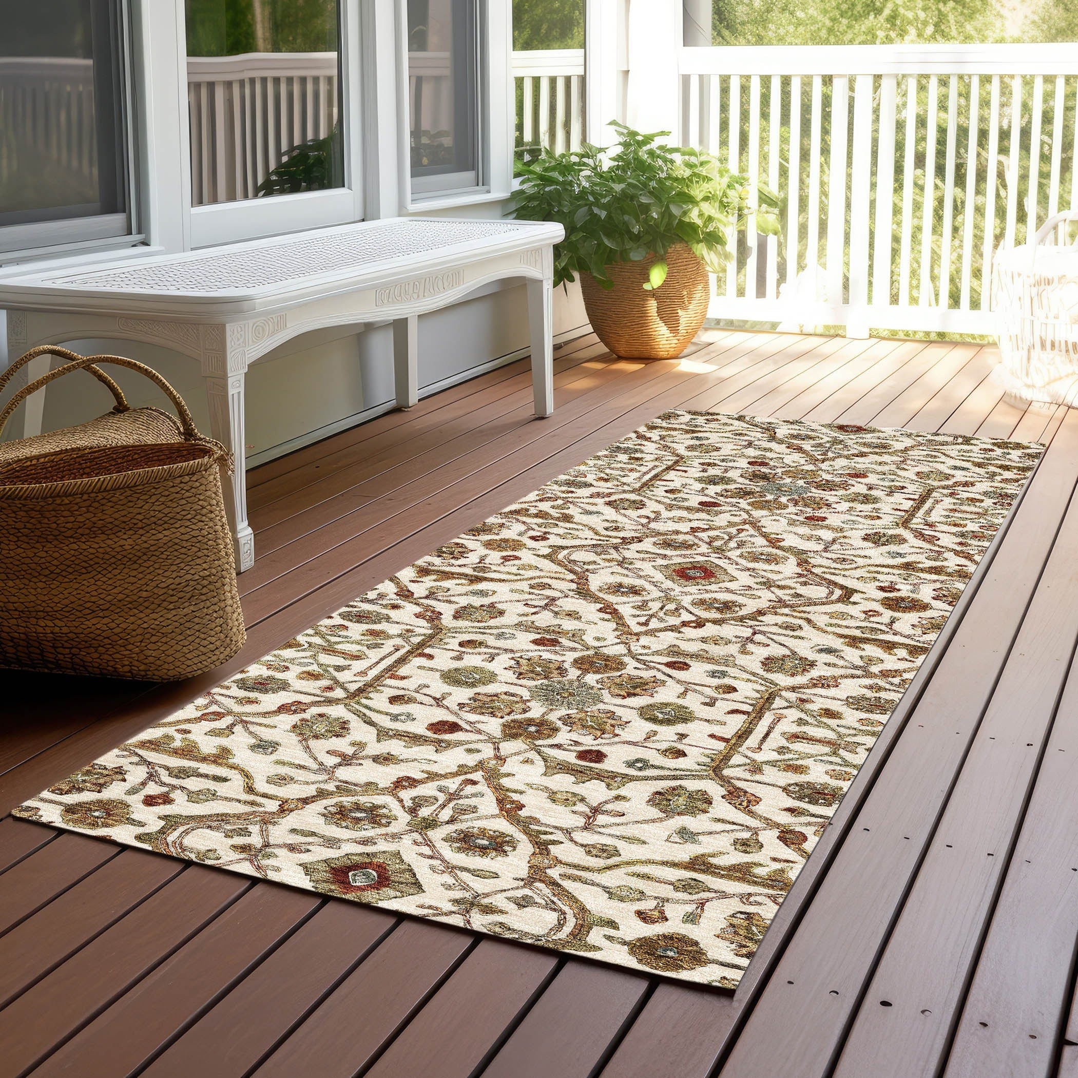 Tapis persan traditionnel Chantille lavable en machine pour intérieur/extérieur