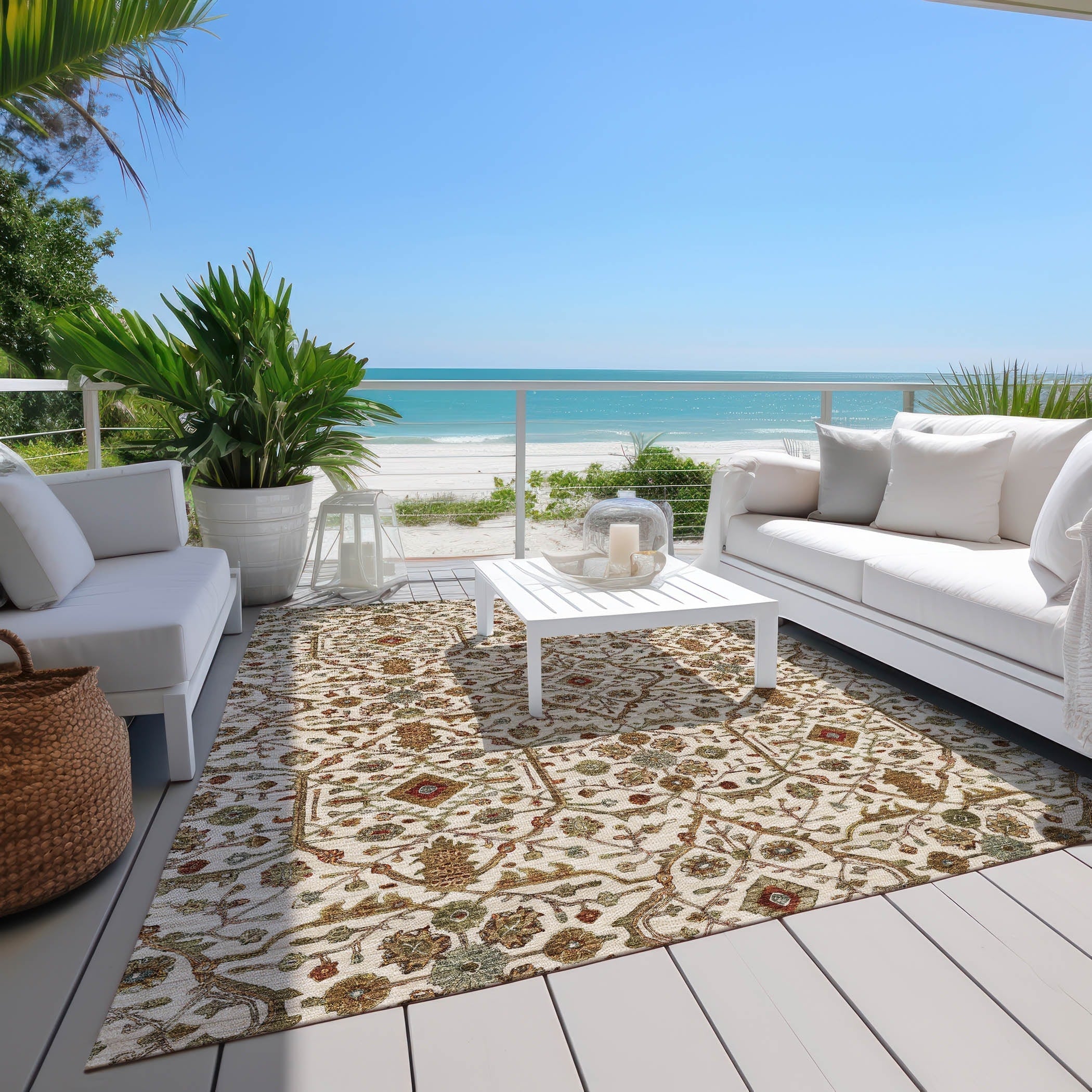 Tapis persan traditionnel Chantille lavable en machine pour intérieur/extérieur