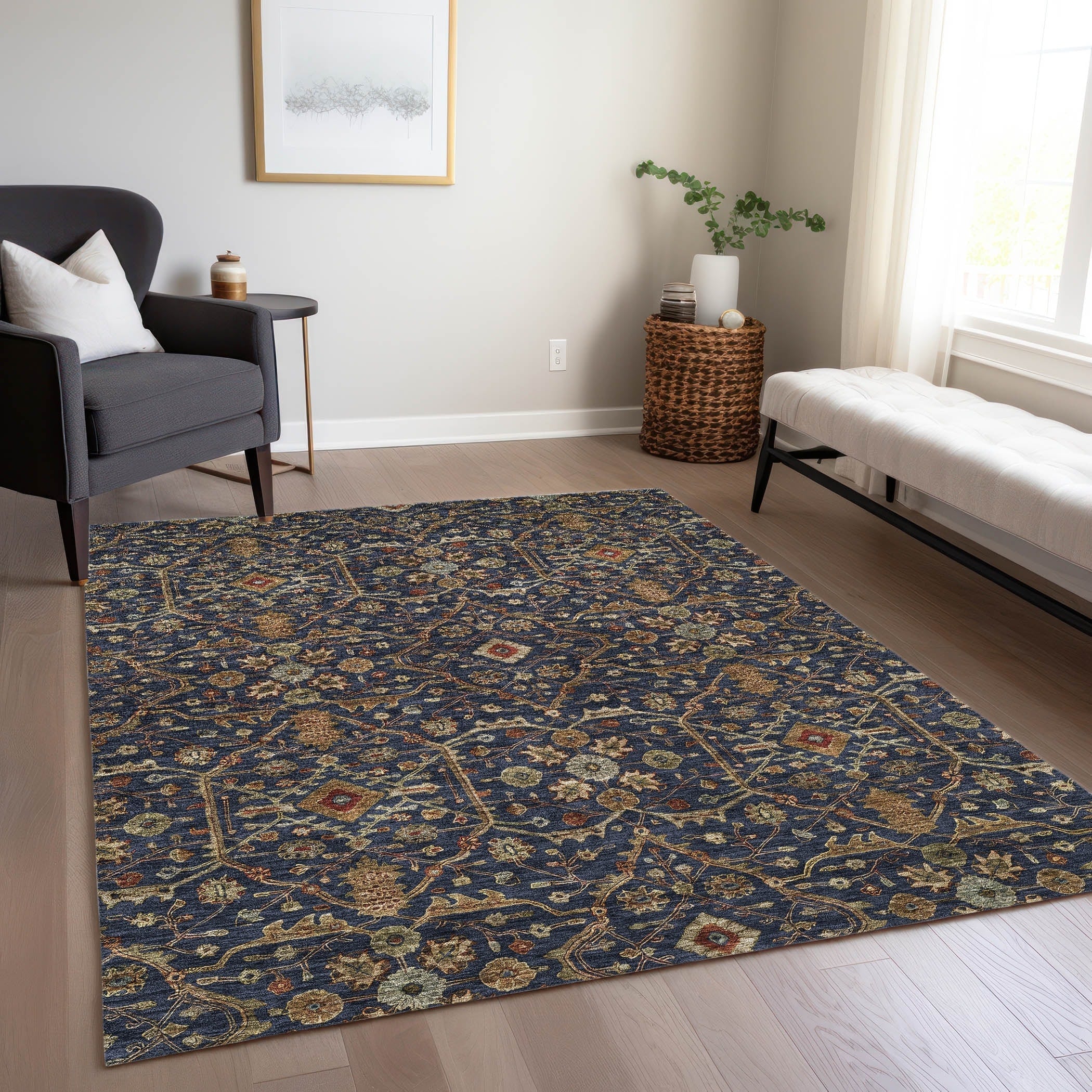 Tapis persan traditionnel Chantille lavable en machine pour intérieur/extérieur