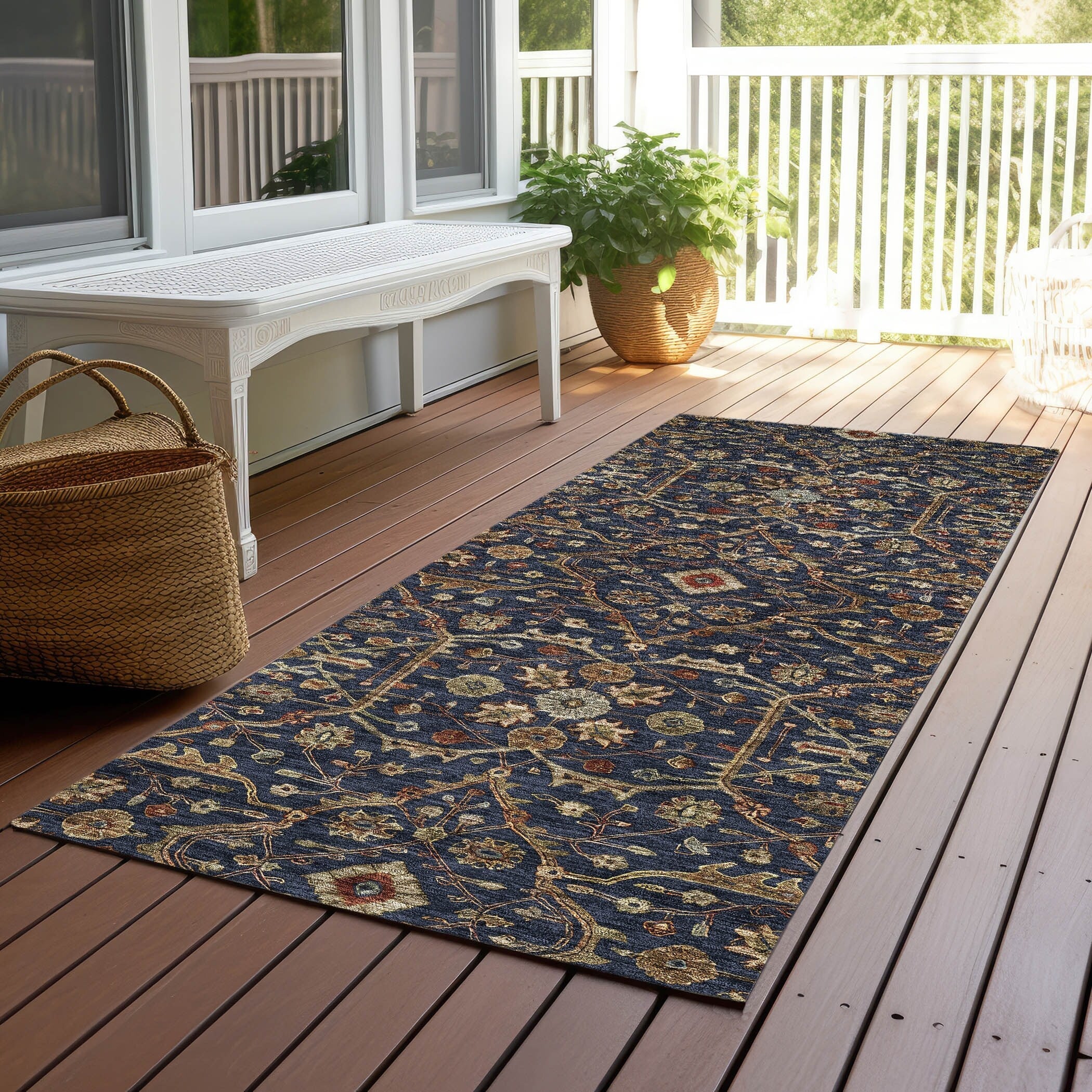 Tapis persan traditionnel Chantille lavable en machine pour intérieur/extérieur