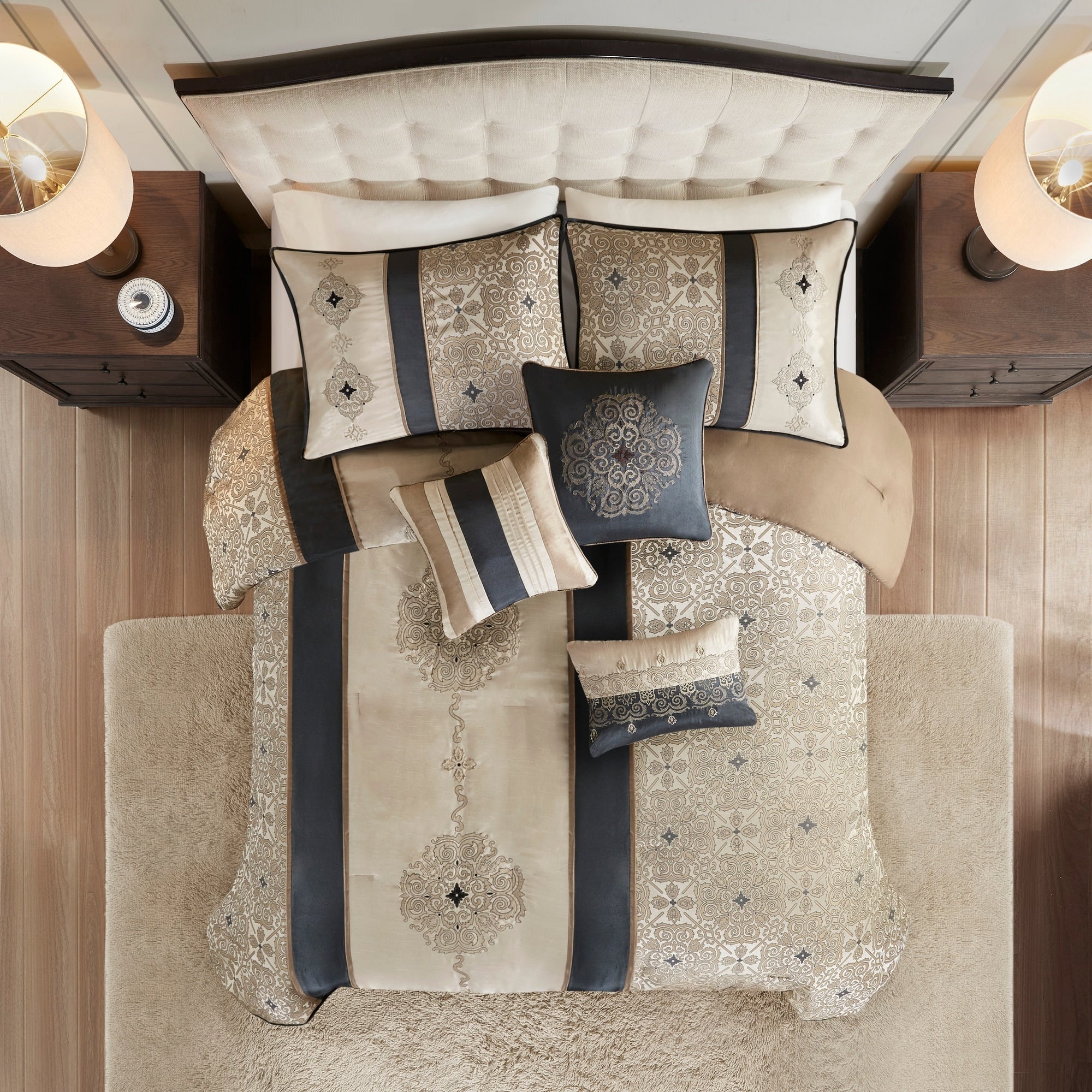 Madison Park Blaine Ensemble de couette jacquard 7 pièces avec coussins décoratifs