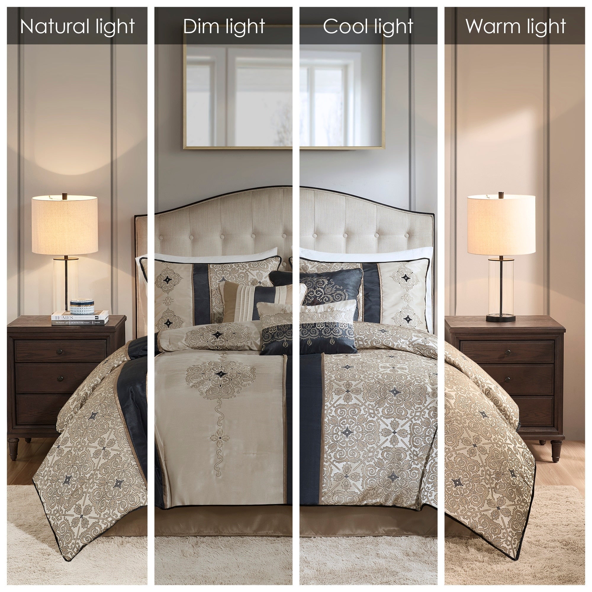 Madison Park Blaine Ensemble de couette jacquard 7 pièces avec coussins décoratifs