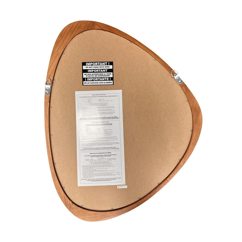 Miroir mural asymétrique en forme de pavé avec cadre en pin