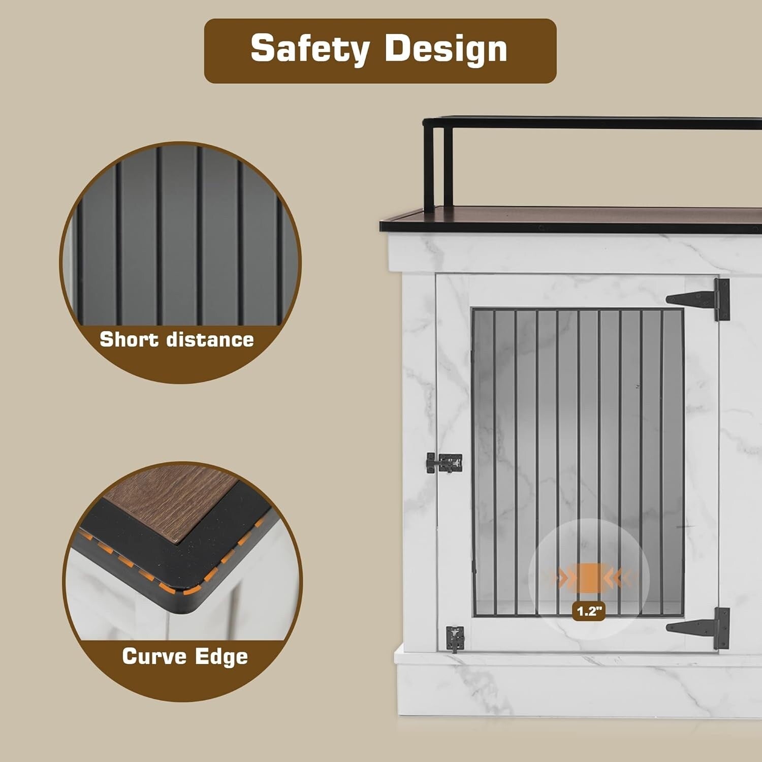 Meuble TV pour cage à chien Mcombo, grand format, niche en bois avec doubles portes, modèle 1861