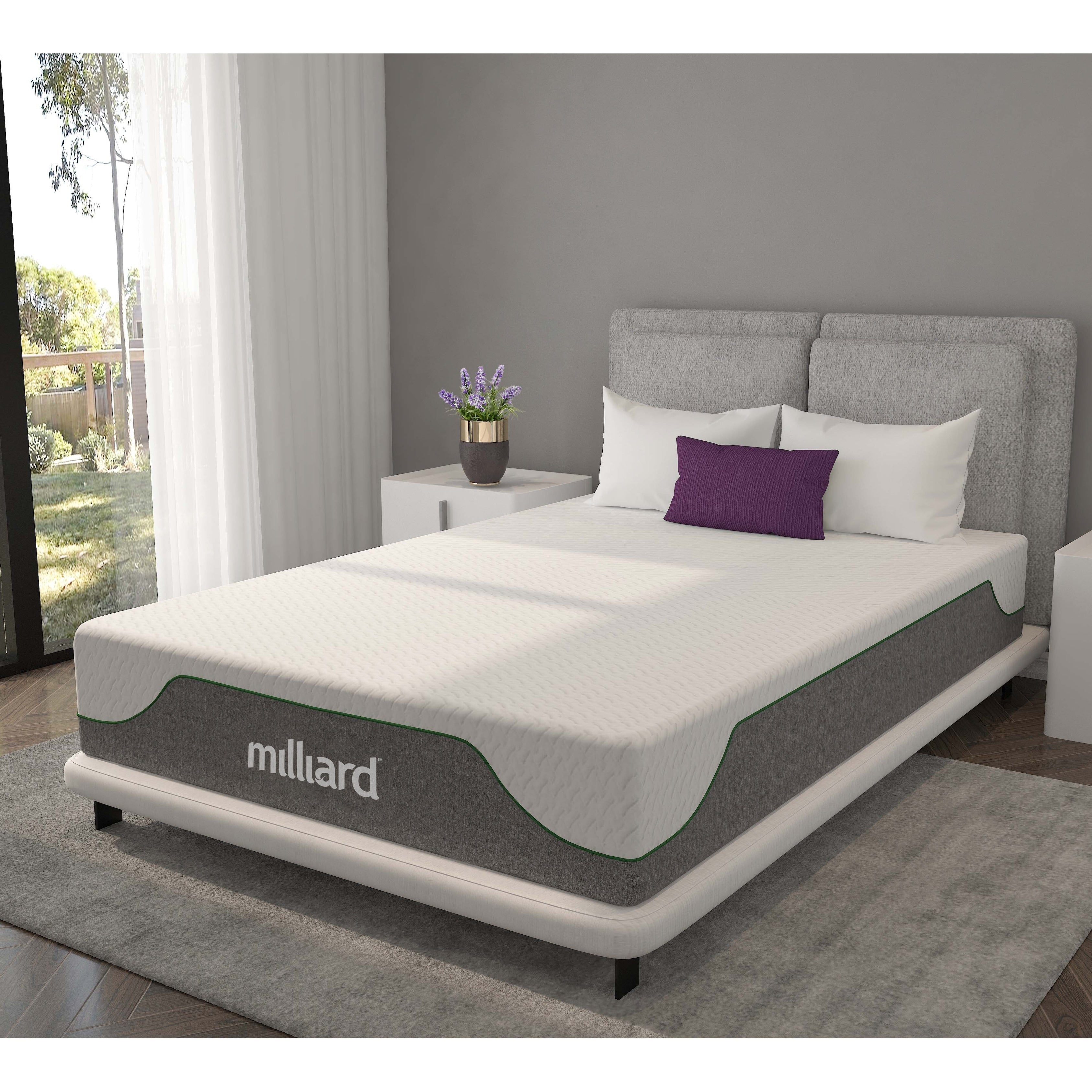Matelas en mousse à mémoire de forme Milliard 10 pouces ferme, Bed-in-a-Box/Soulagement de la pression, Classique