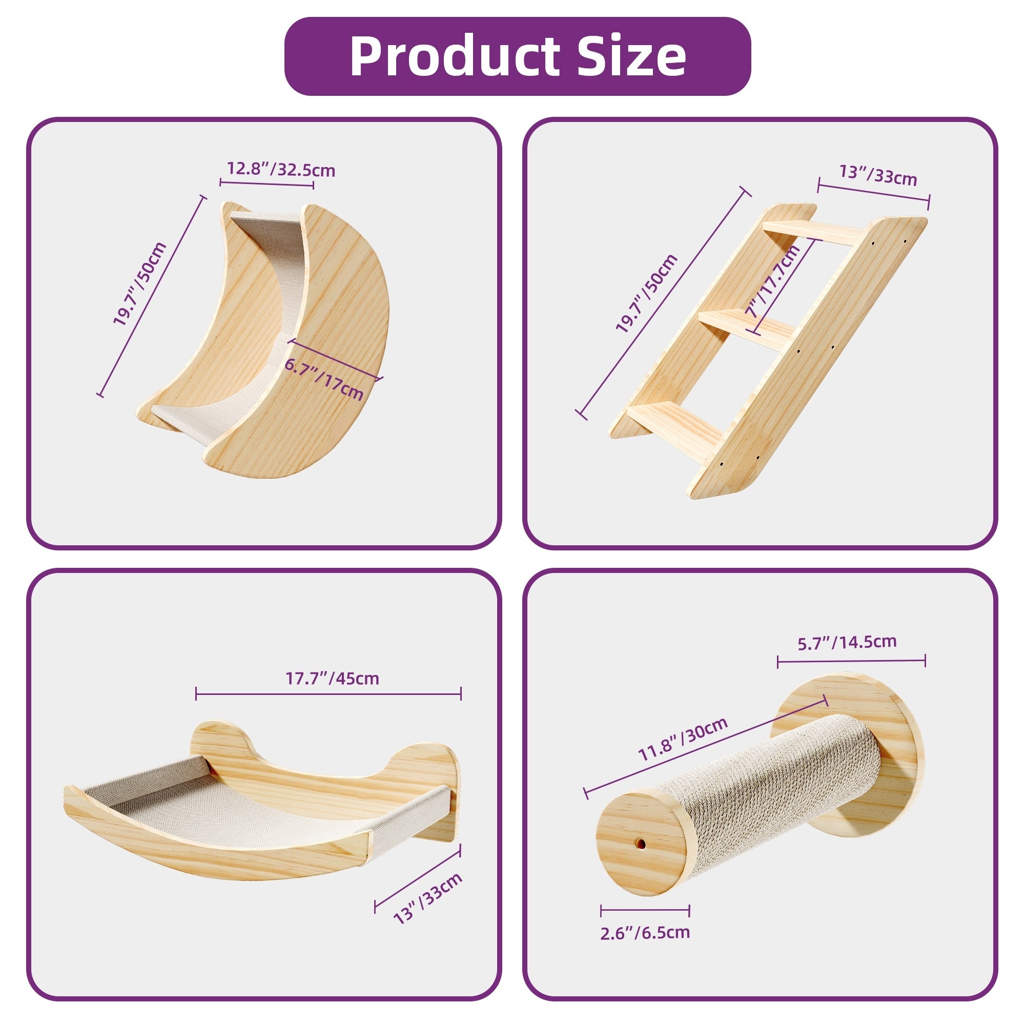 Ensemble d'étagères murales pour chat Moasis Ensemble d'escalade mural en bois pour chat