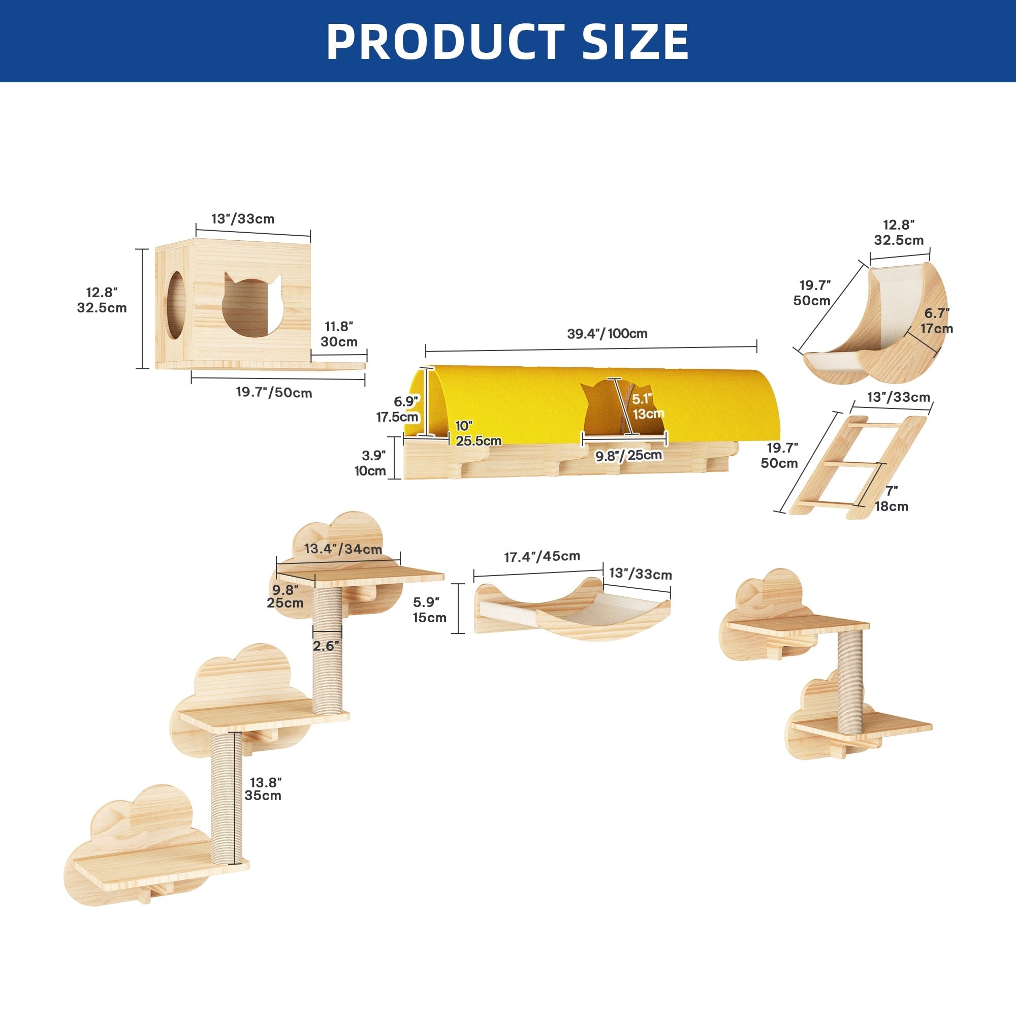 Ensemble d'étagères murales pour chat Moasis Ensemble d'escalade mural en bois pour chat
