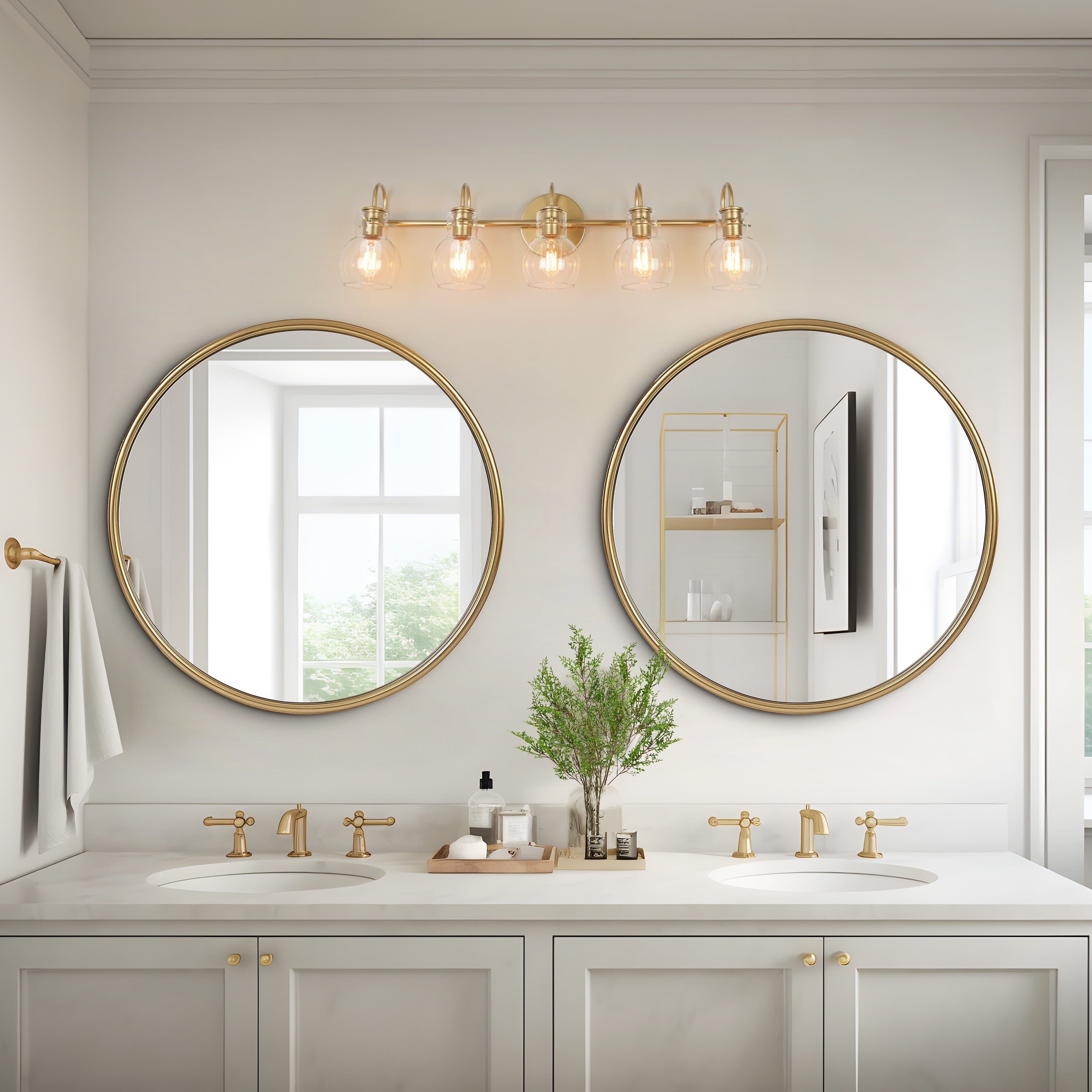 Modern 2/3/4/5-Light Bathroom Vanity Light Globe Glass Wall Sconce Minimalist Design