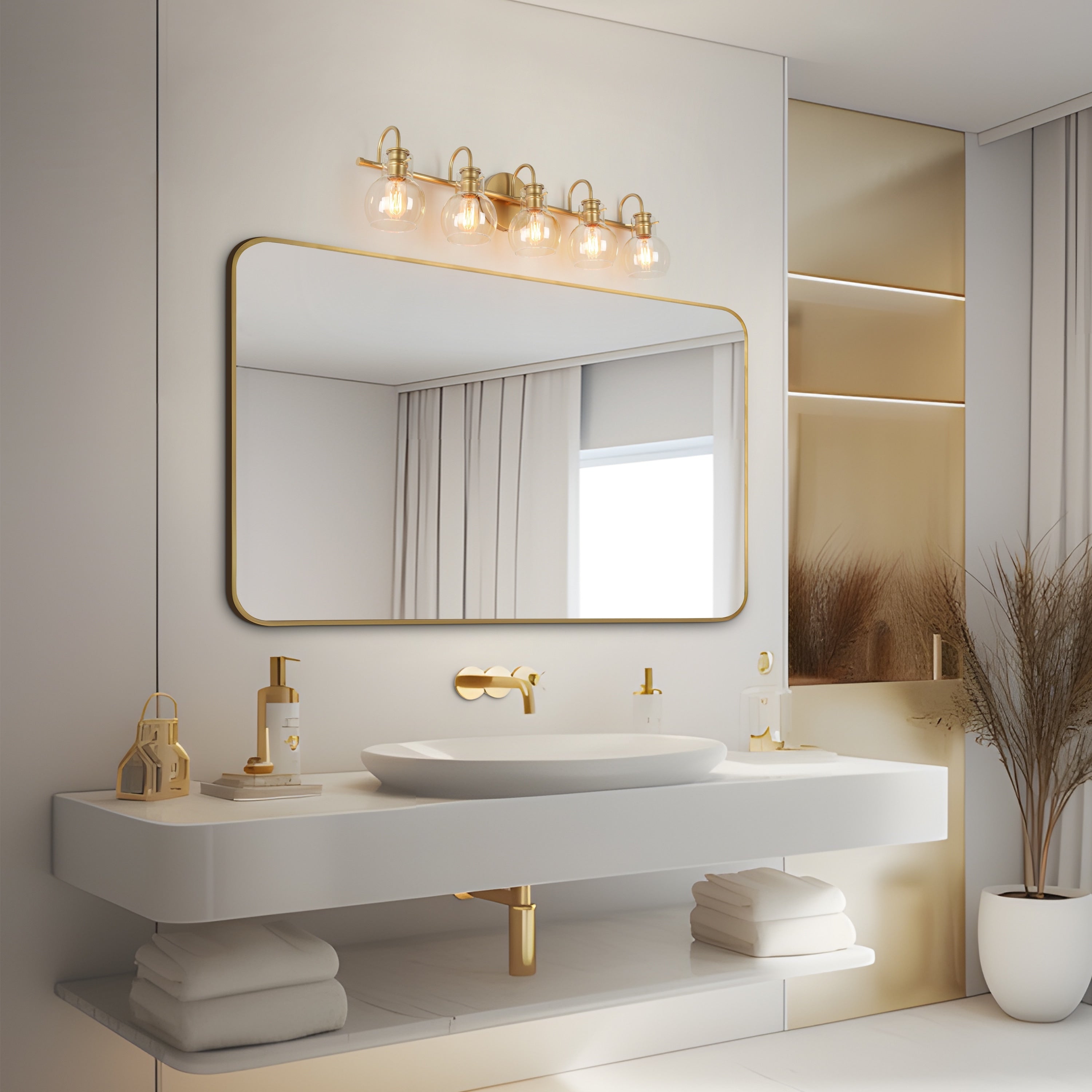 Modern 2/3/4/5-Light Bathroom Vanity Light Globe Glass Wall Sconce Minimalist Design