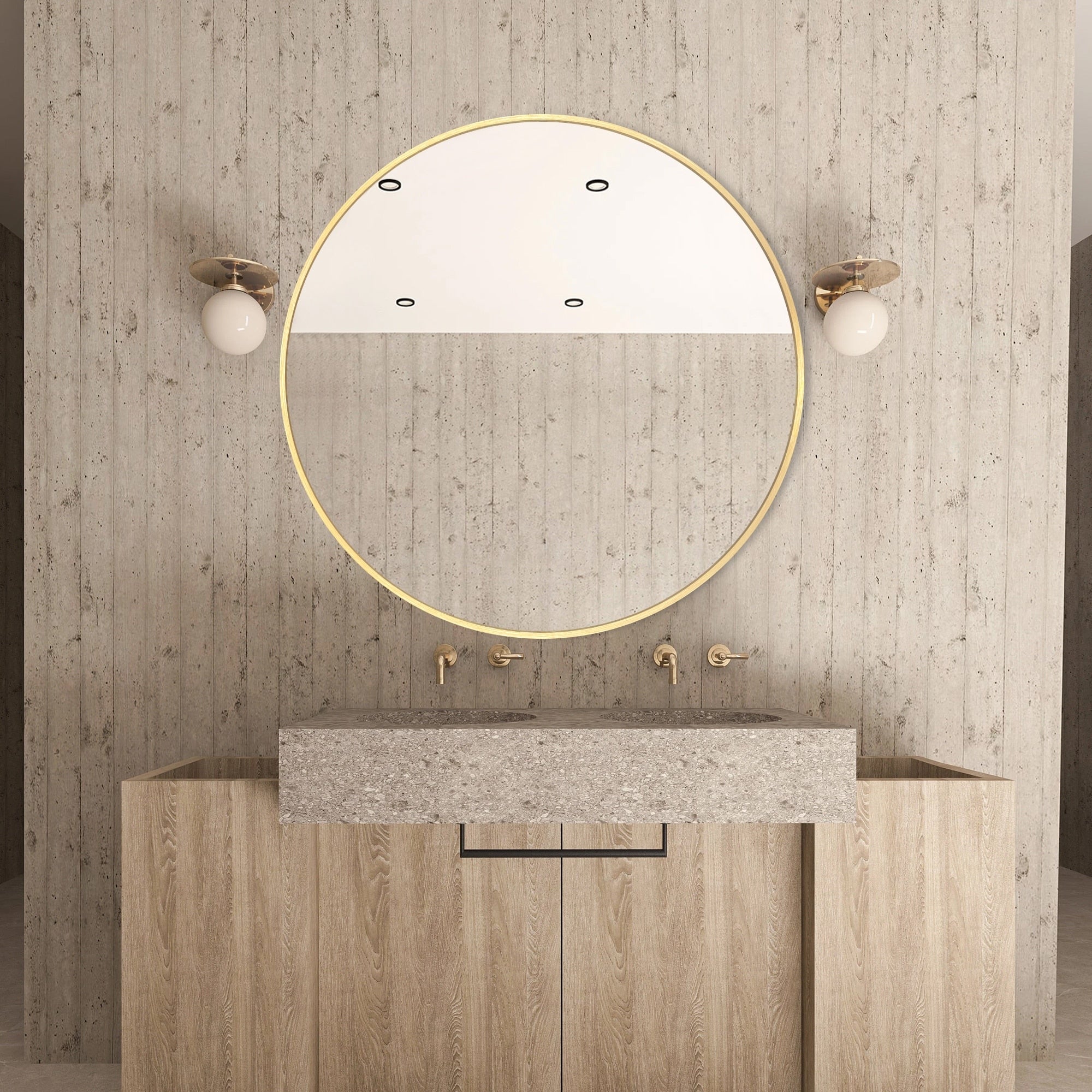 Miroir de courtoisie rond mural pour salle de bain moderne