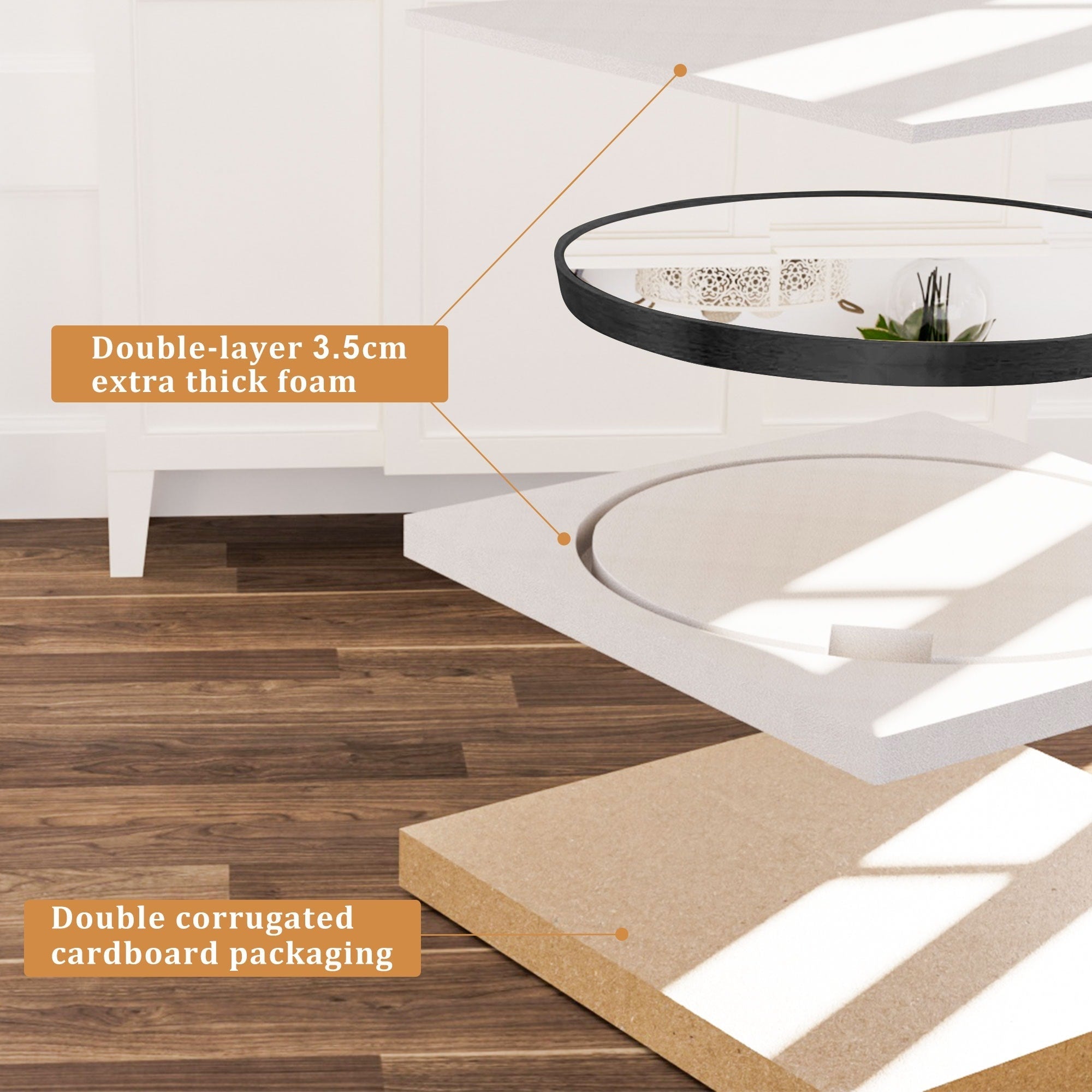 Miroir de courtoisie rond mural pour salle de bain moderne